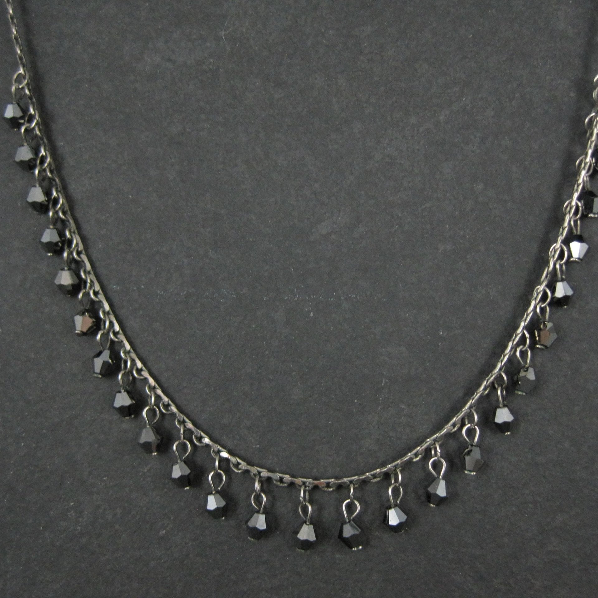 Vintage Bellagio Crystals Hematite Necklace 16"