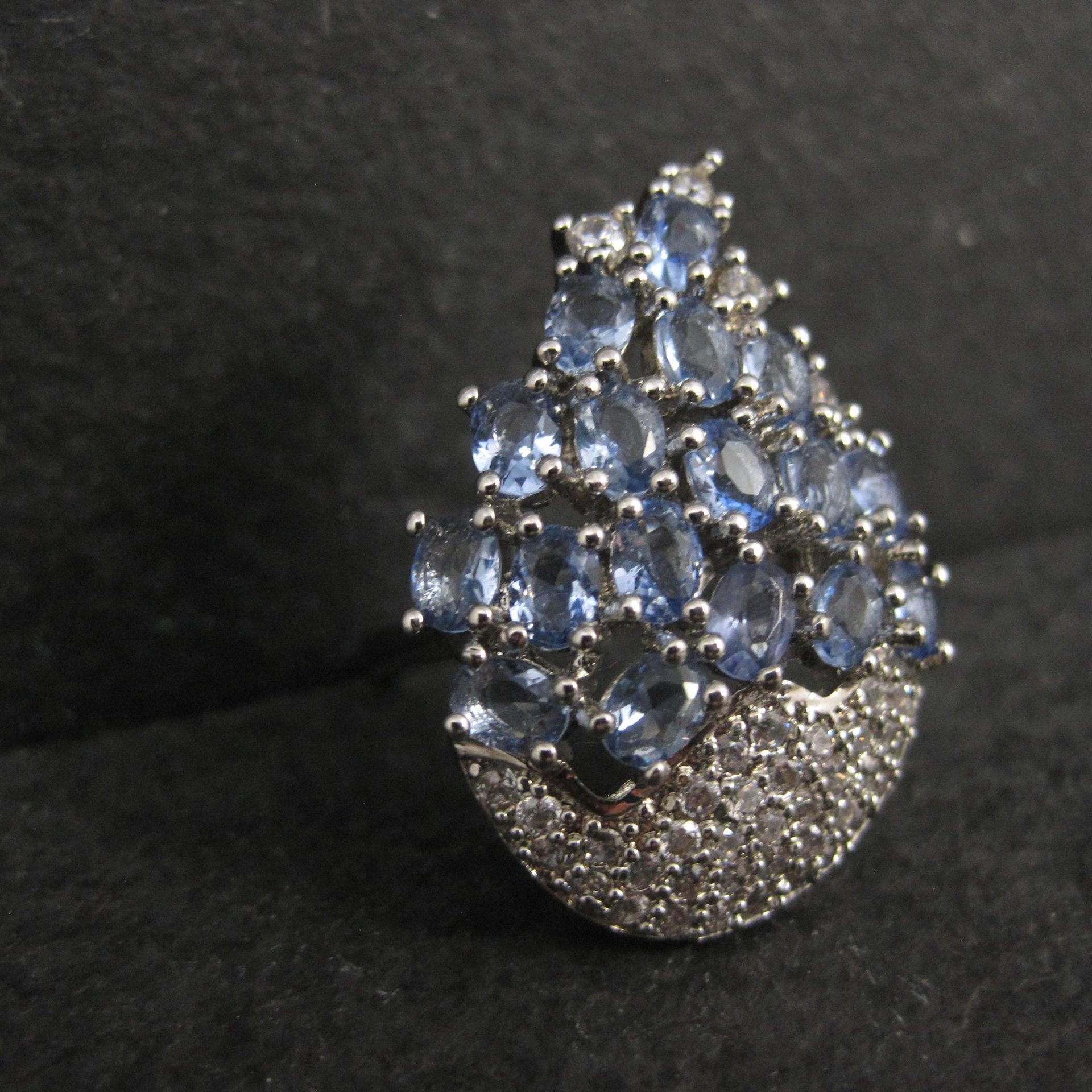 1990s Tanzanite Purple Cz Cocktail Ring Sterling Silver Size 6
