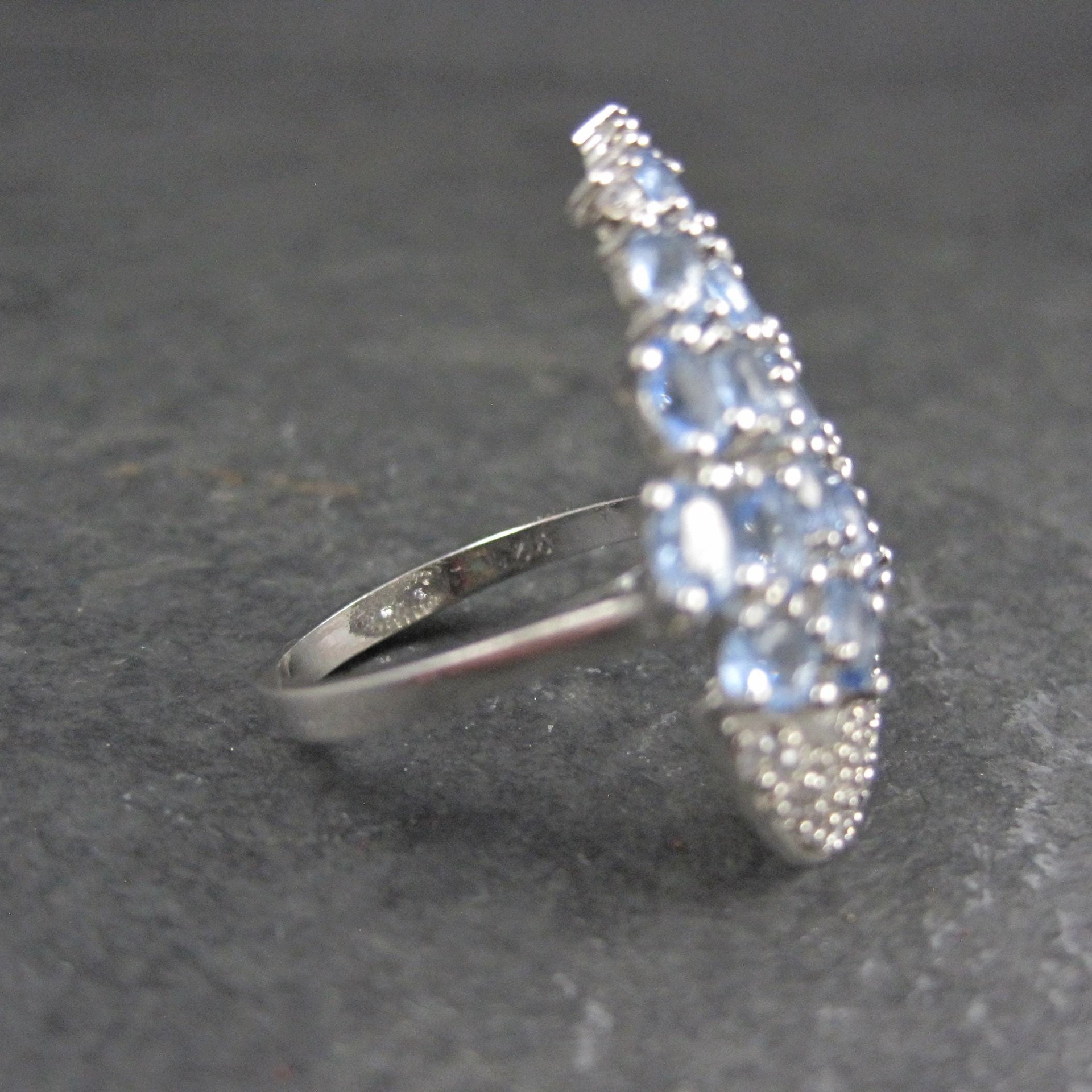 1990s Tanzanite Purple Cz Cocktail Ring Sterling Silver Size 6