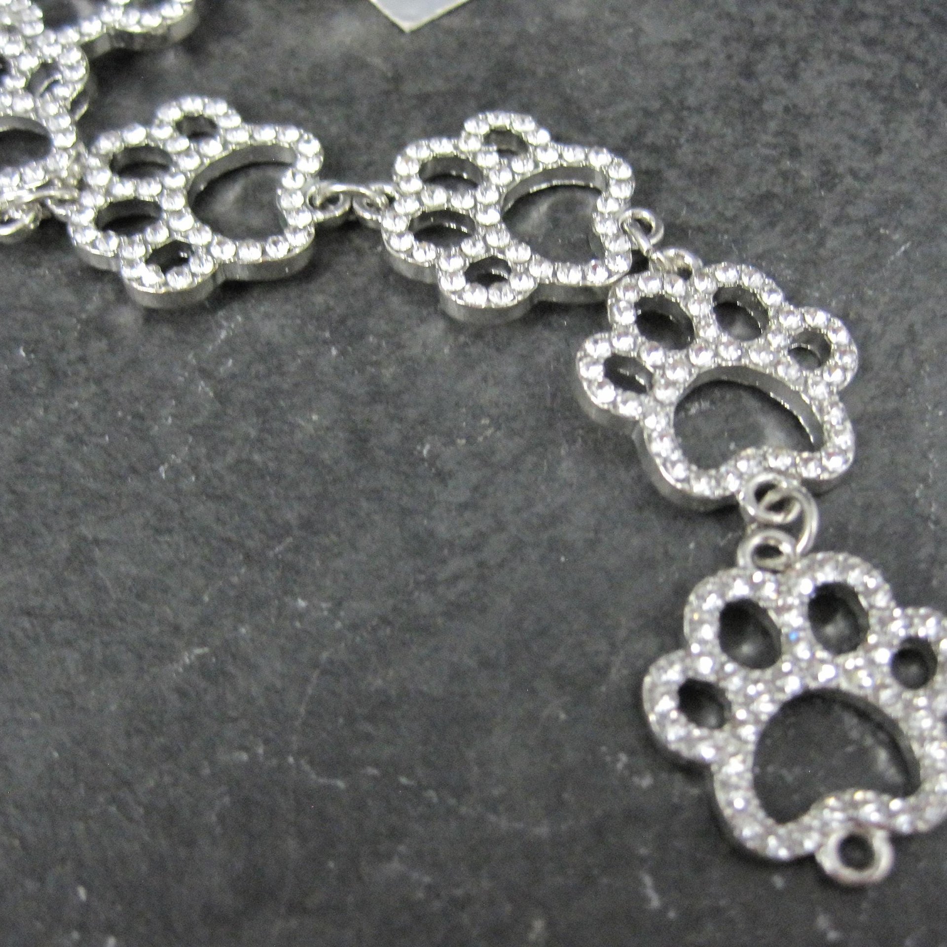 Silver Rhinestone Paw Print Jewelry Connectors