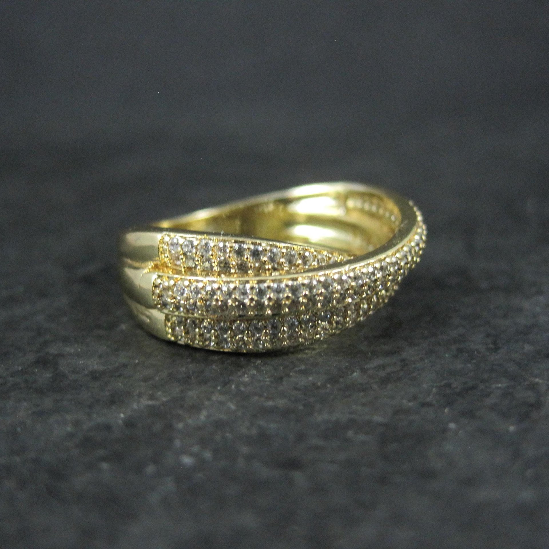 Vermeil Sterling Silver Crossover Ring Size 7.5