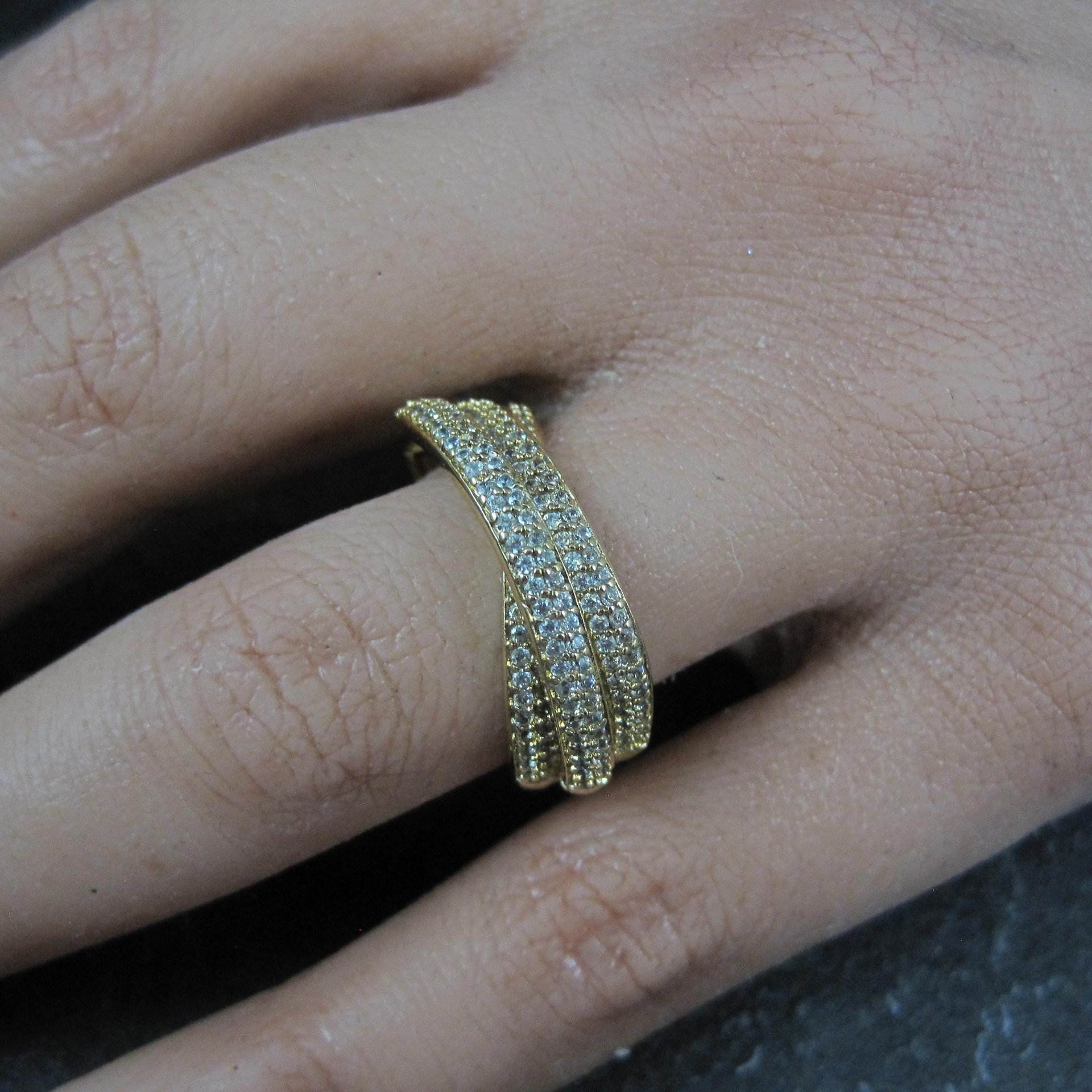 Vermeil Sterling Silver Crossover Ring Size 7.5
