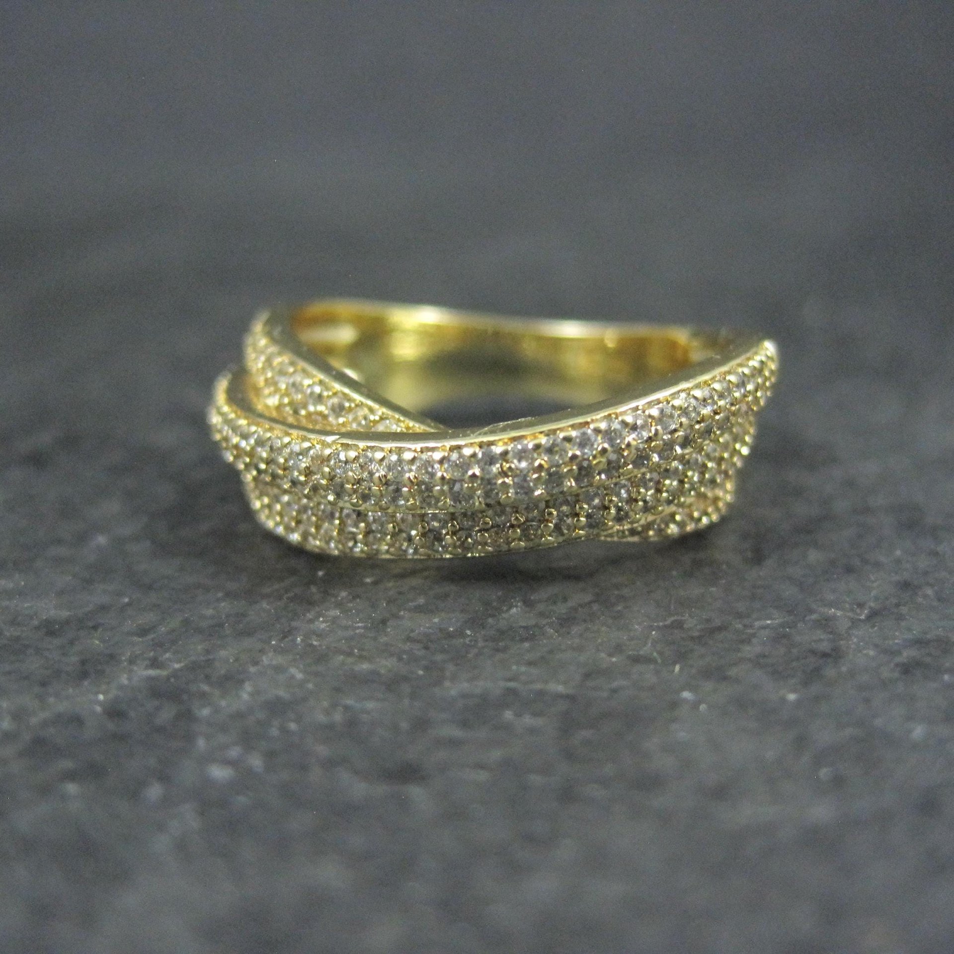Vermeil Sterling Silver Crossover Ring Size 7.5
