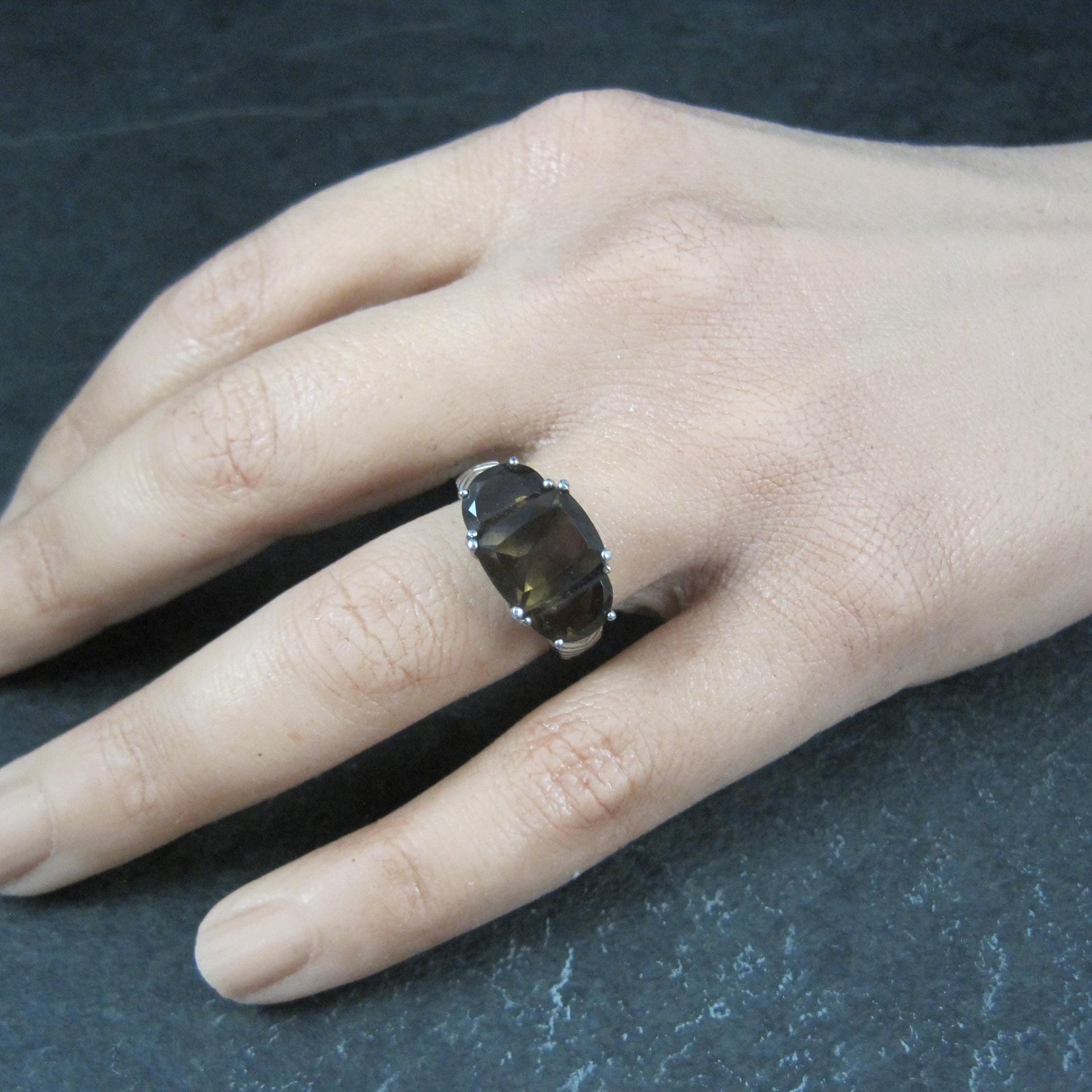Sterling Silver Smoky Quartz Ring Size 7