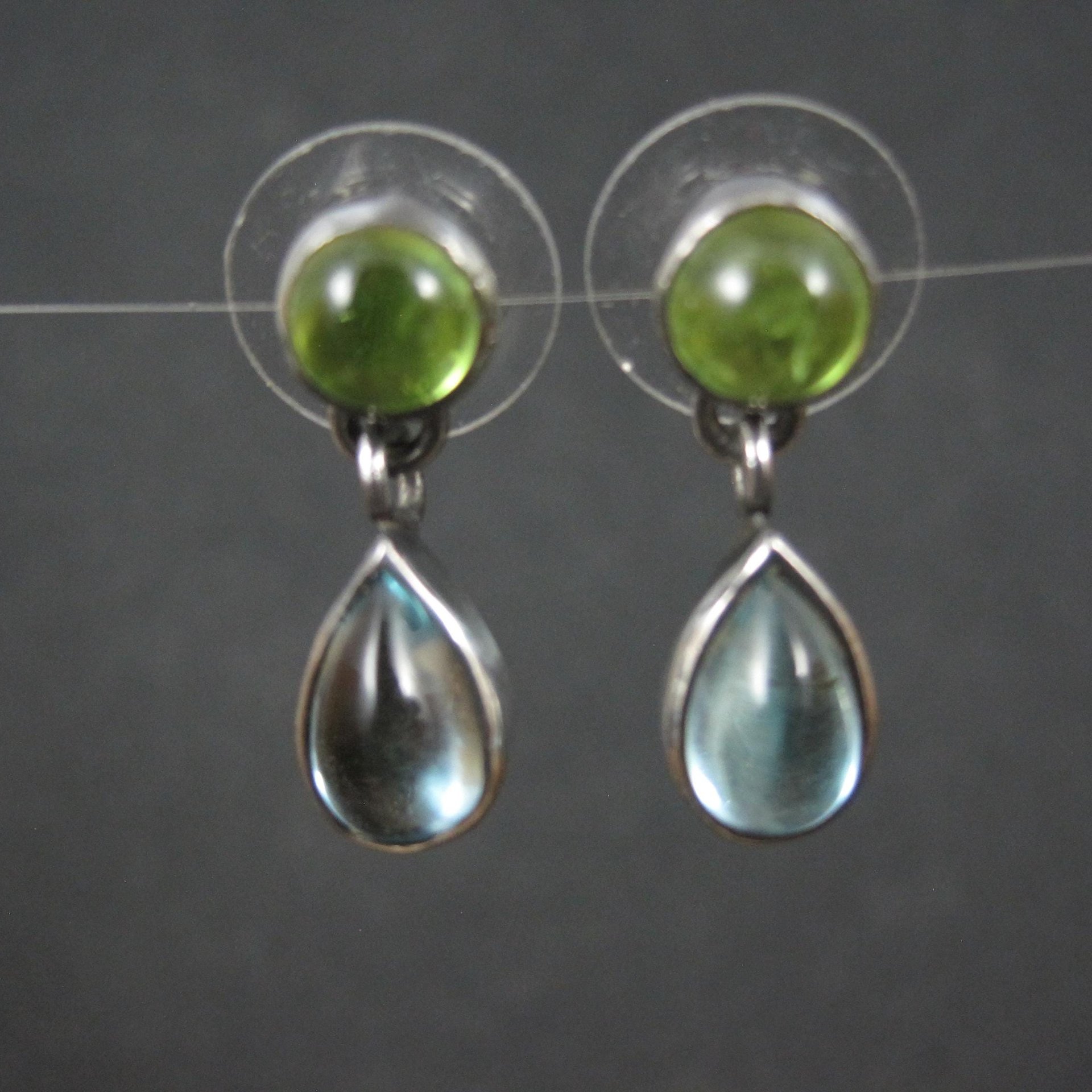 Estate Sterling Topaz & Peridot Earrings