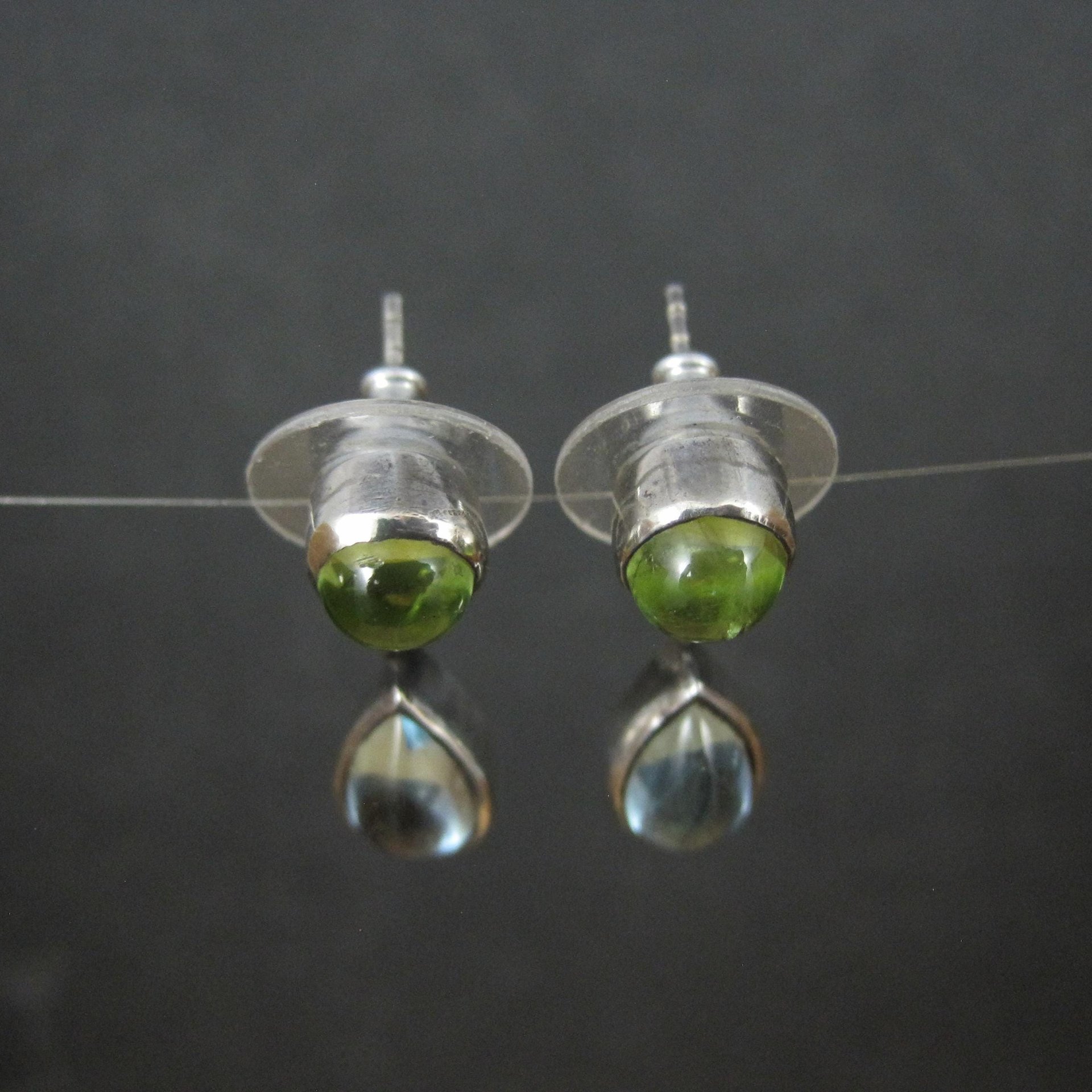 Estate Sterling Topaz & Peridot Earrings