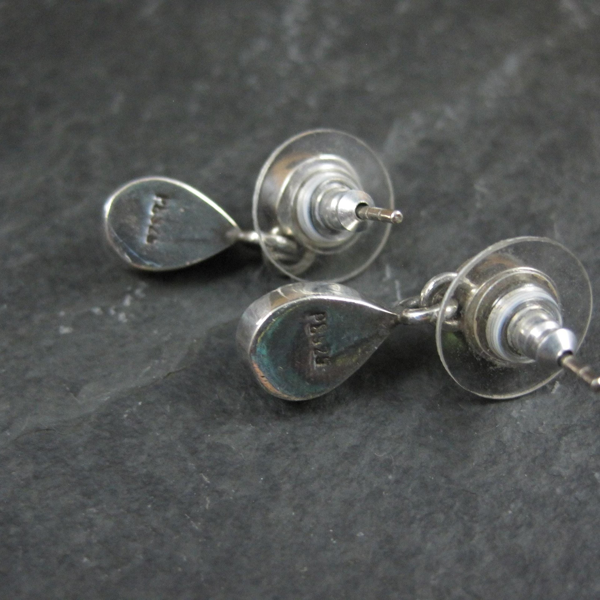 Estate Sterling Topaz & Peridot Earrings