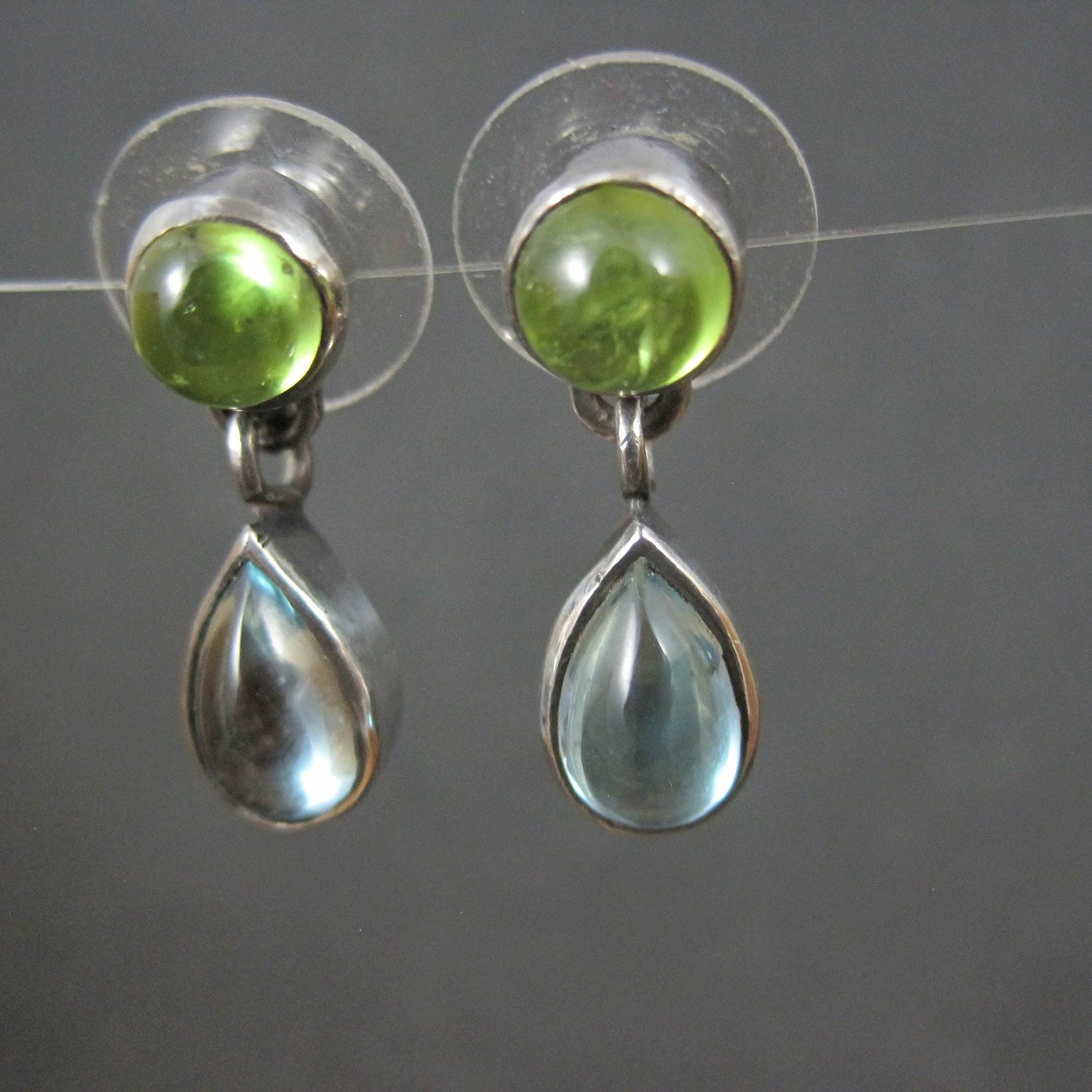Estate Sterling Topaz & Peridot Earrings