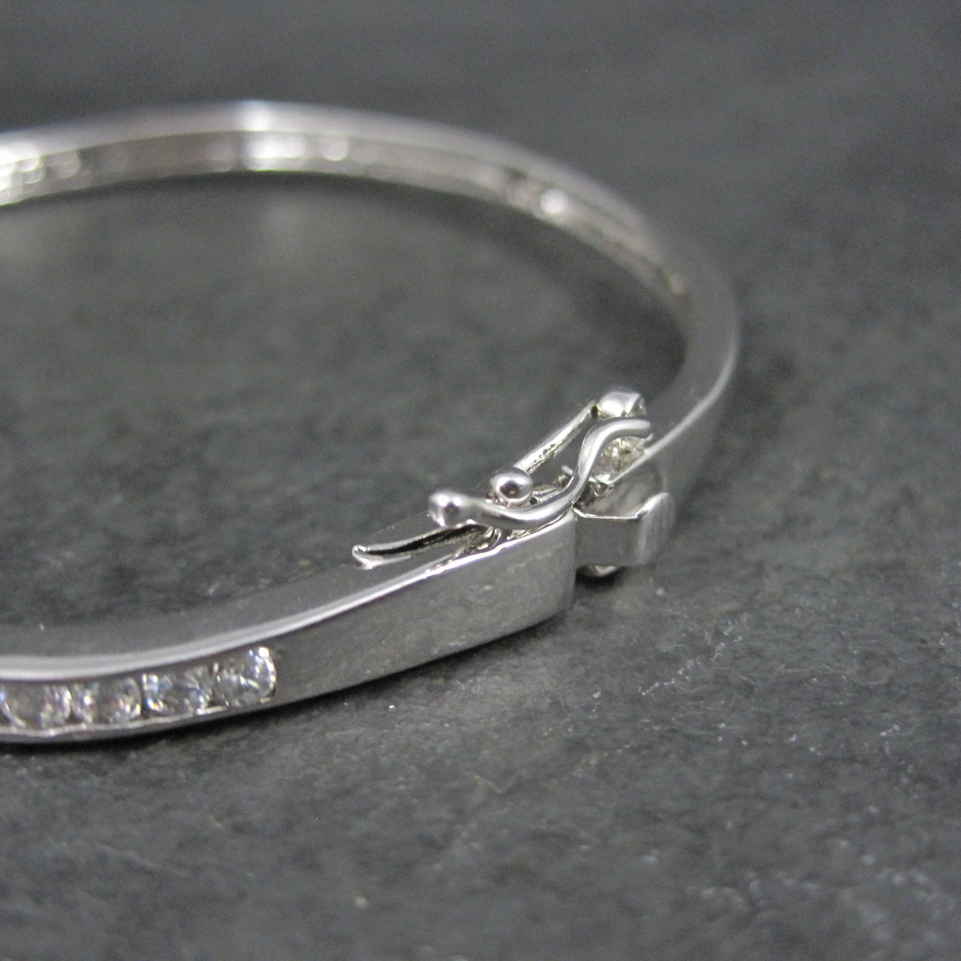 Estate Cubic Zirconia Bangle Bracelet 7.25"