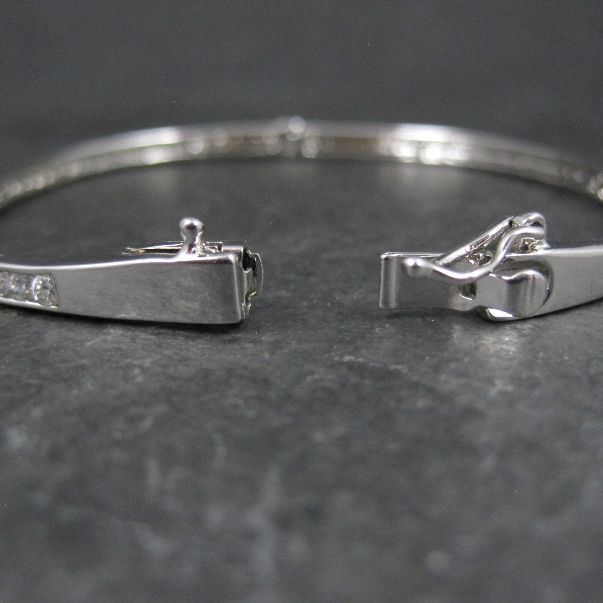 Estate Cubic Zirconia Bangle Bracelet 7.25"