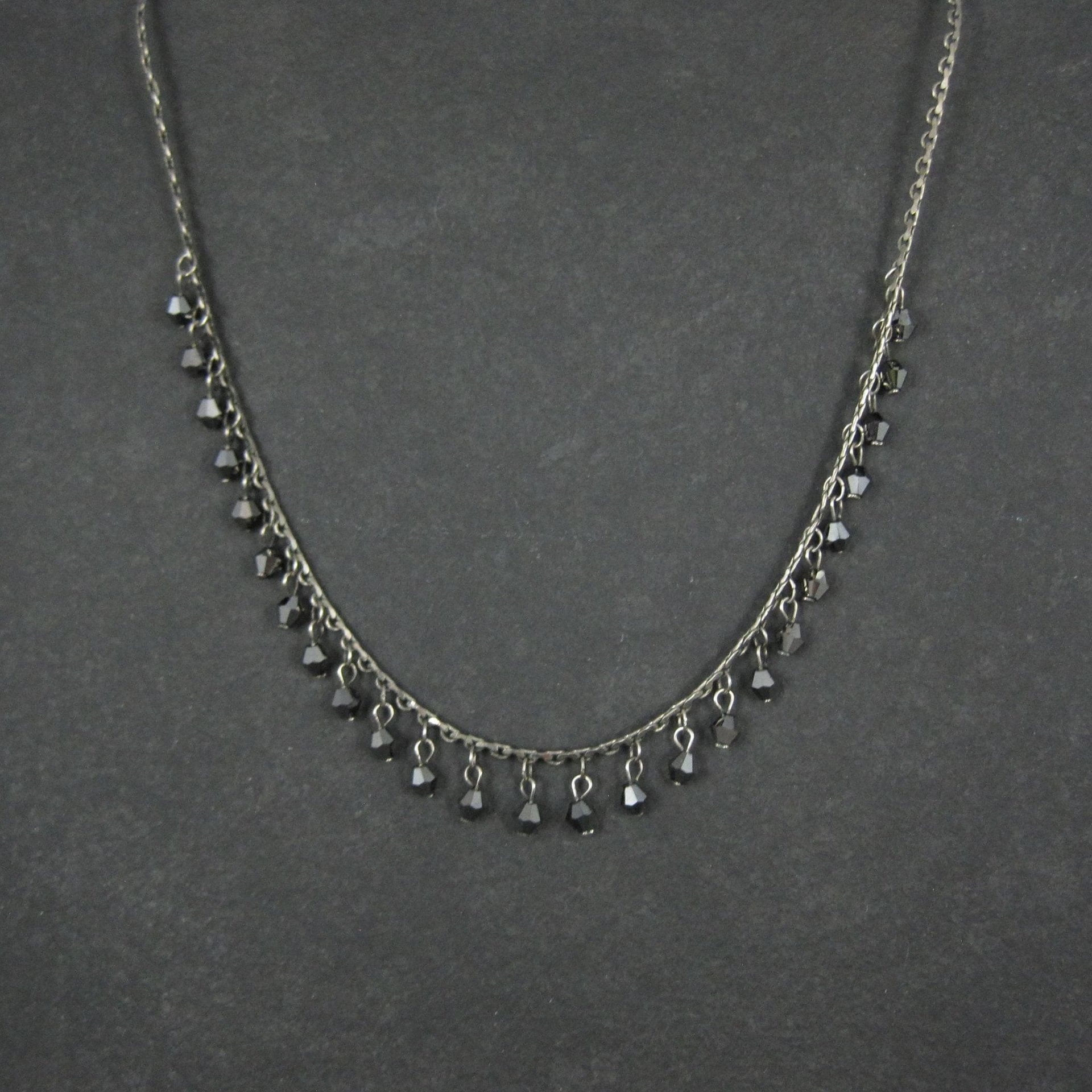 Vintage Bellagio Crystals Hematite Necklace 16"