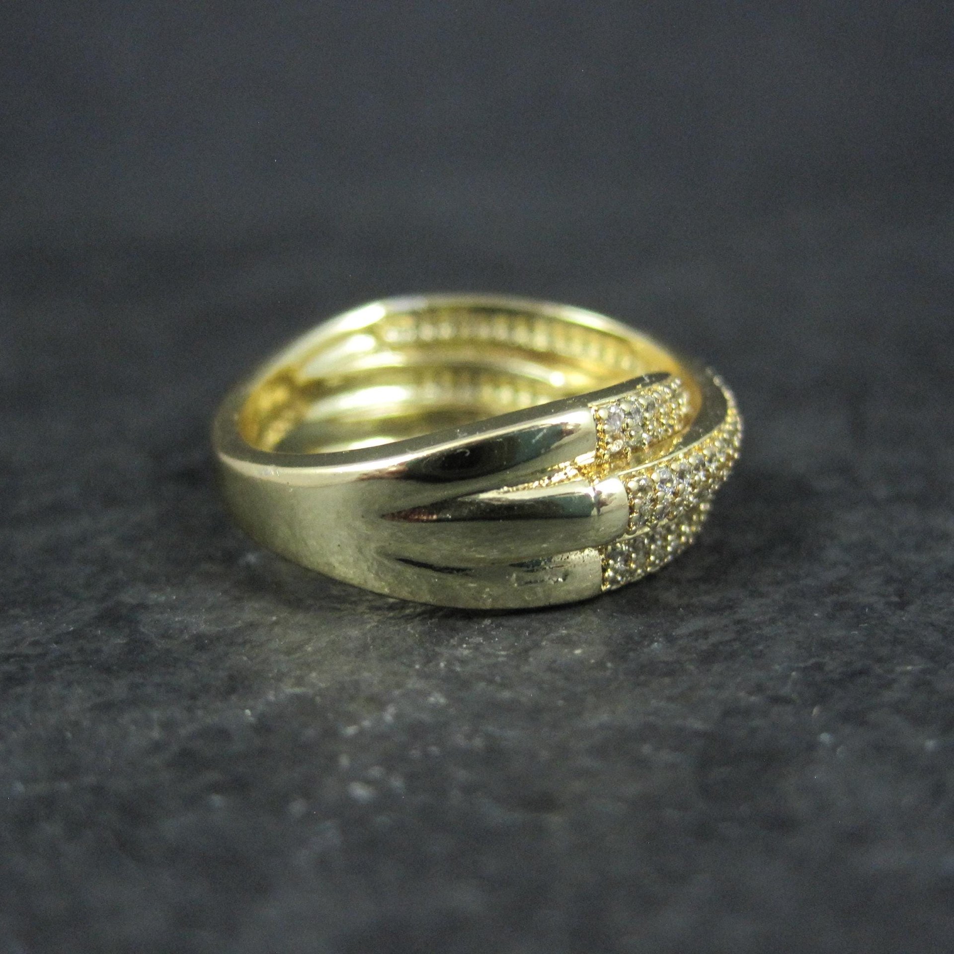 Vermeil Sterling Silver Crossover Ring Size 7.5