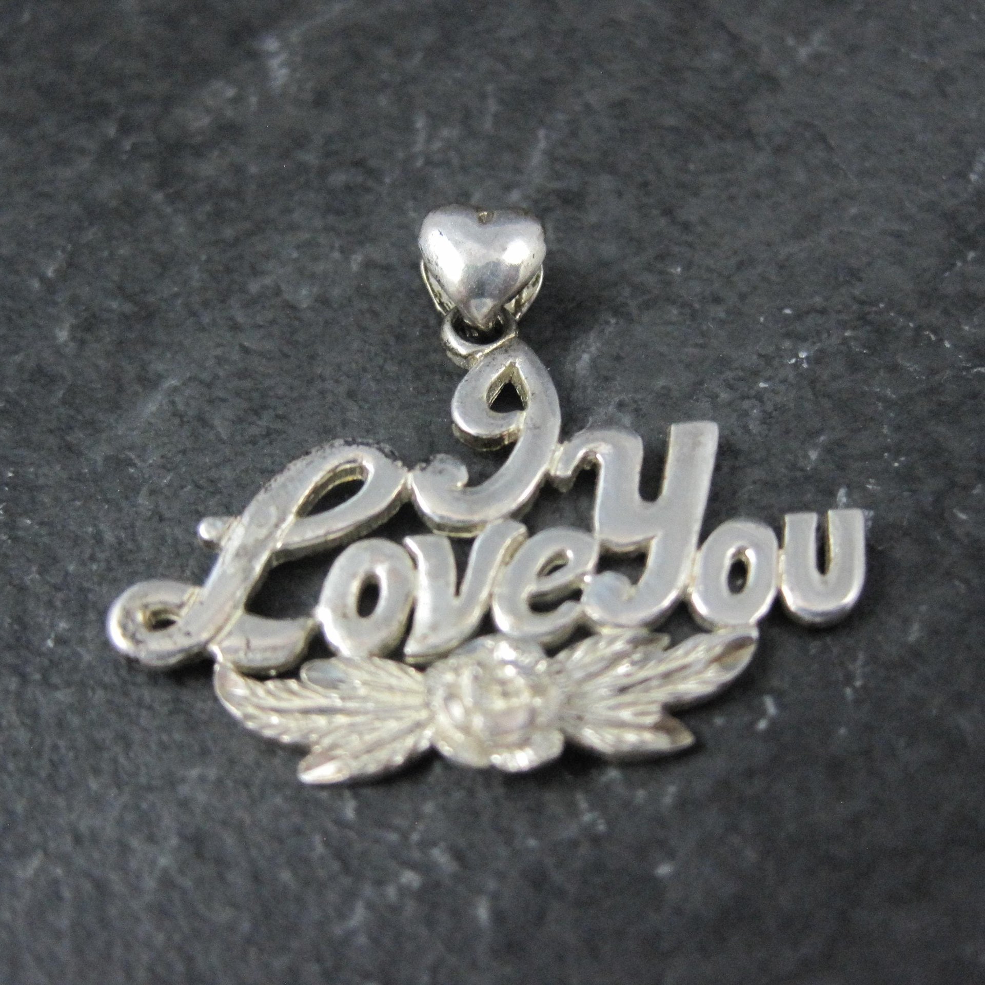 Vintage I Love You Pendant Sterling Silver