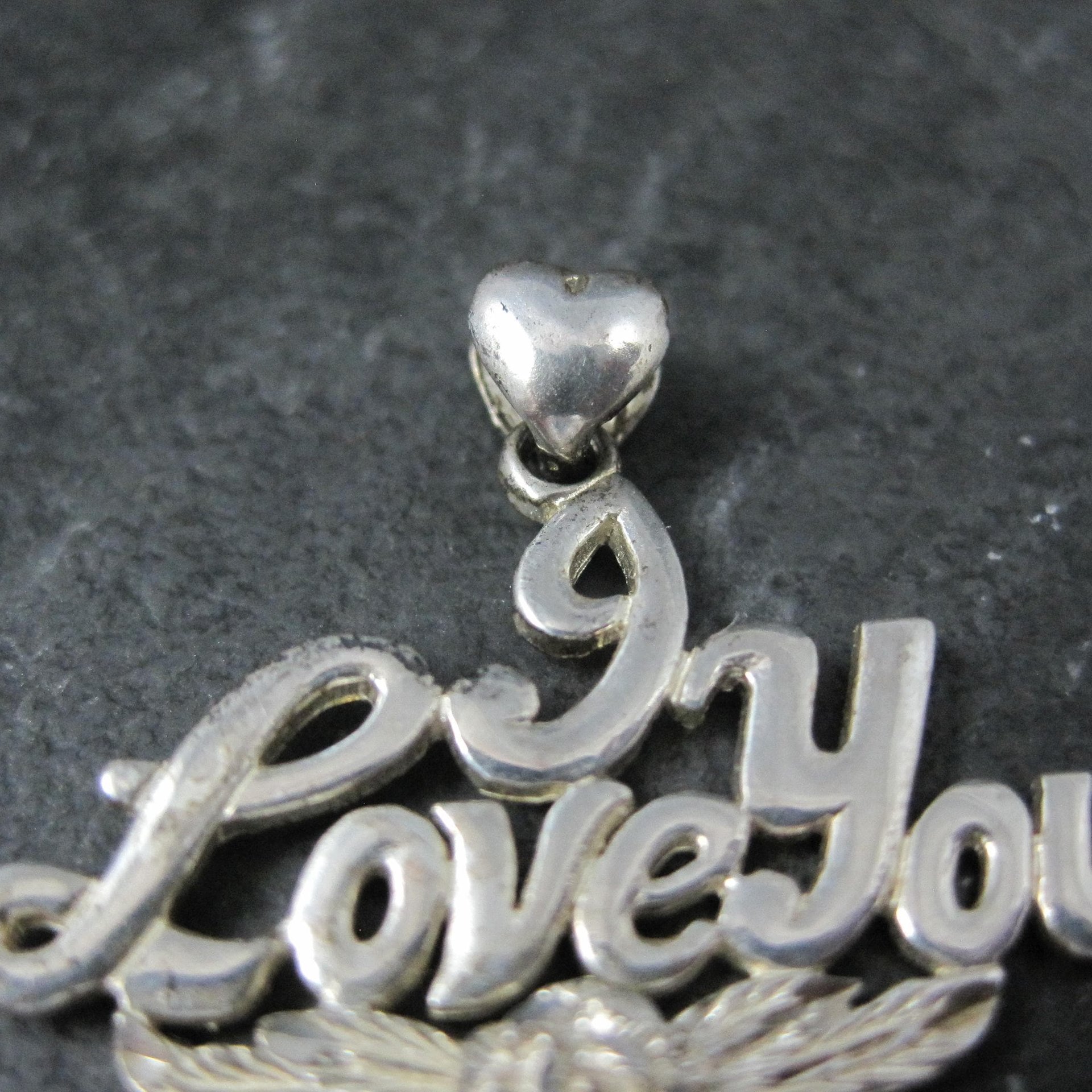 Vintage I Love You Pendant Sterling Silver