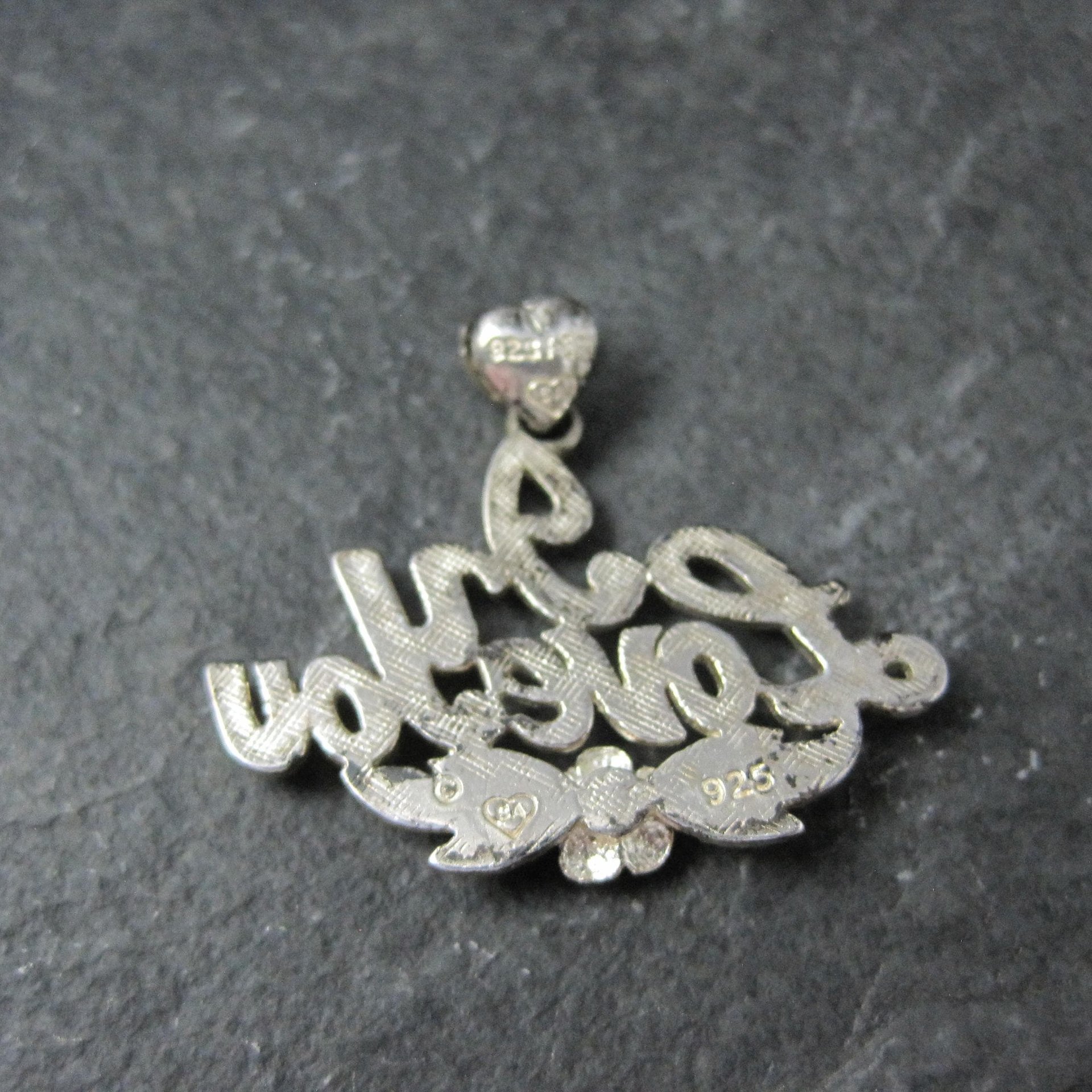 Vintage I Love You Pendant Sterling Silver