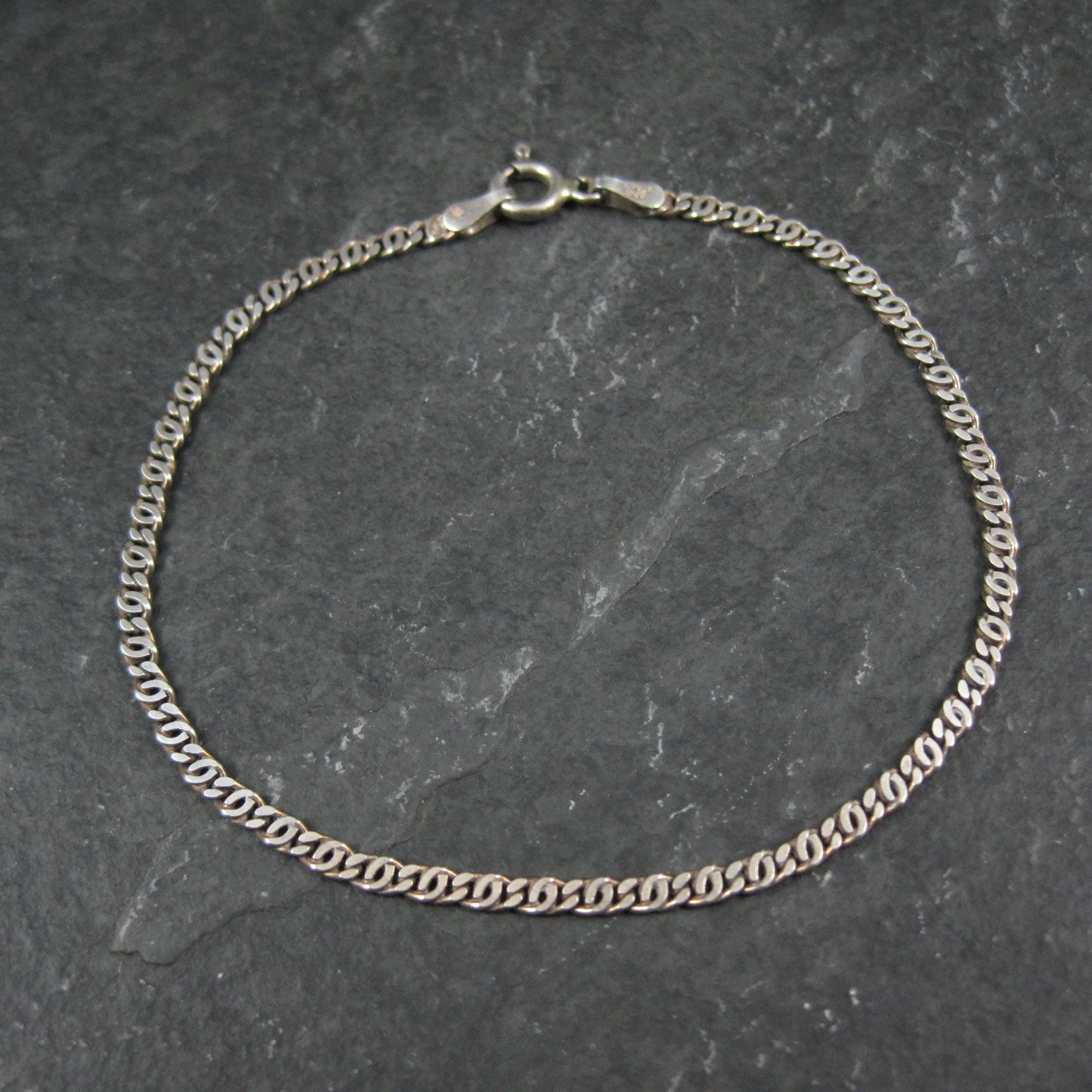 Dainty Sterling Chain Bracelet Italian Silver 7 Inches