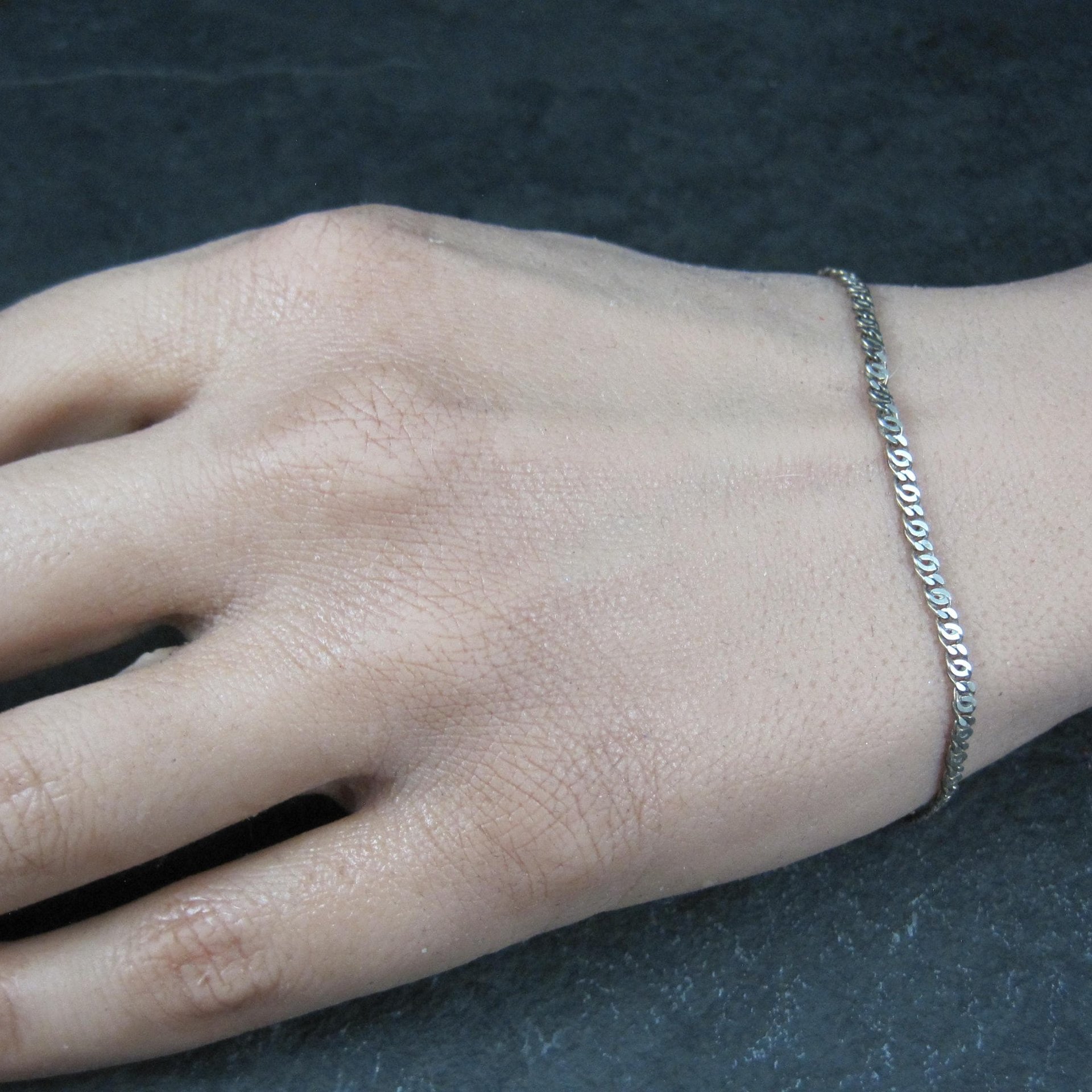 Dainty Sterling Chain Bracelet Italian Silver 7 Inches