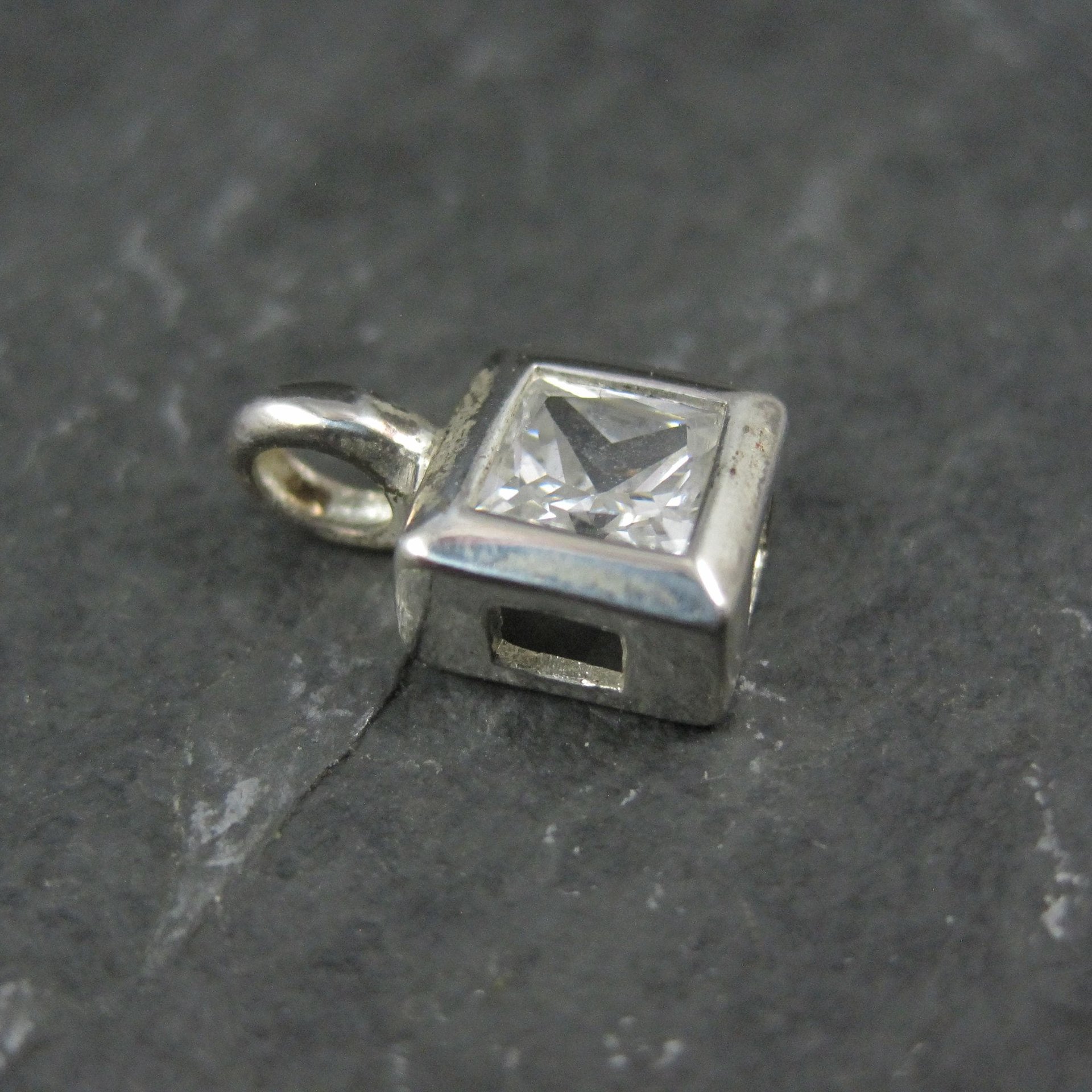 Small Sterling Cz Solitaire Pendant