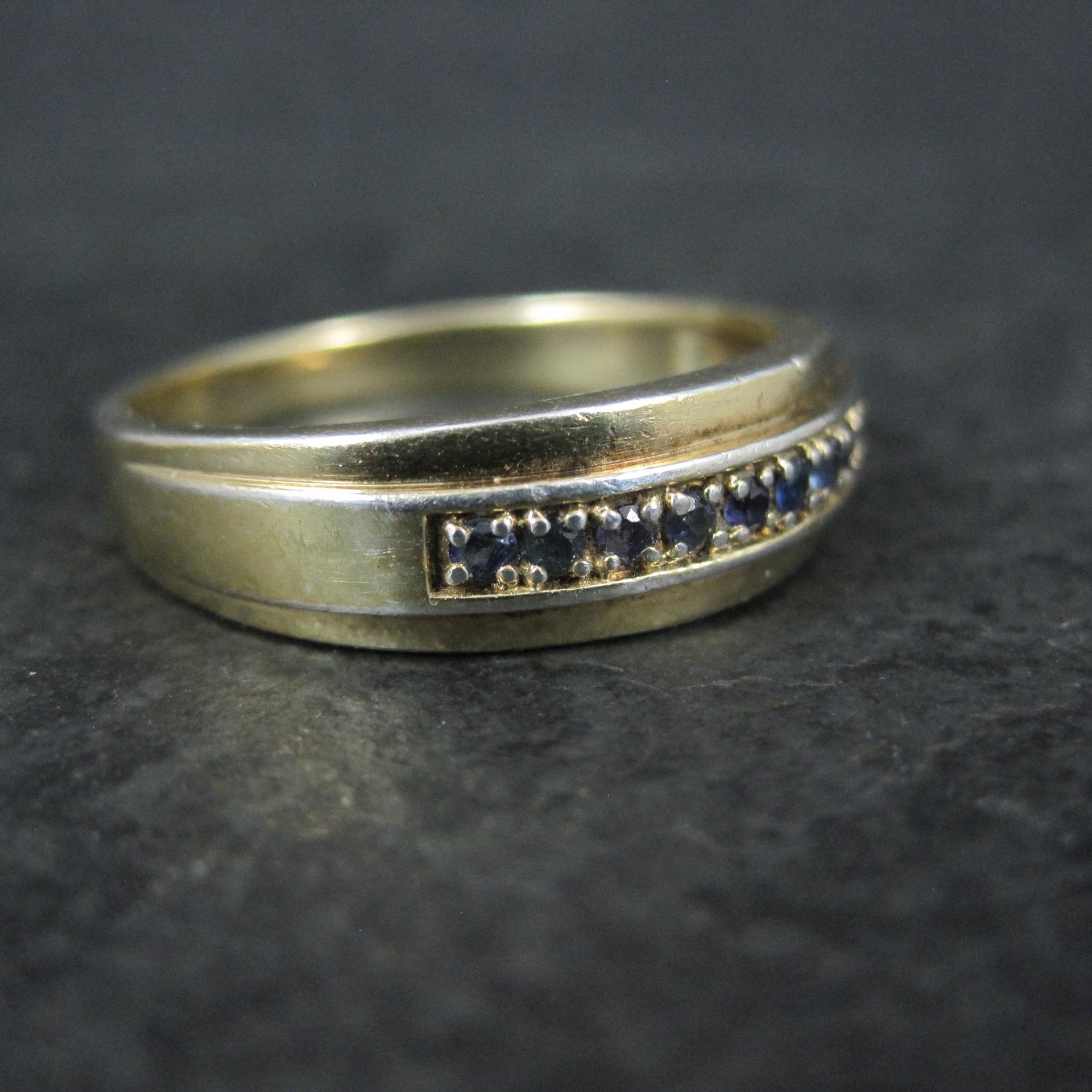 Mens Vermeil Sterling Sapphire Ring Size 13