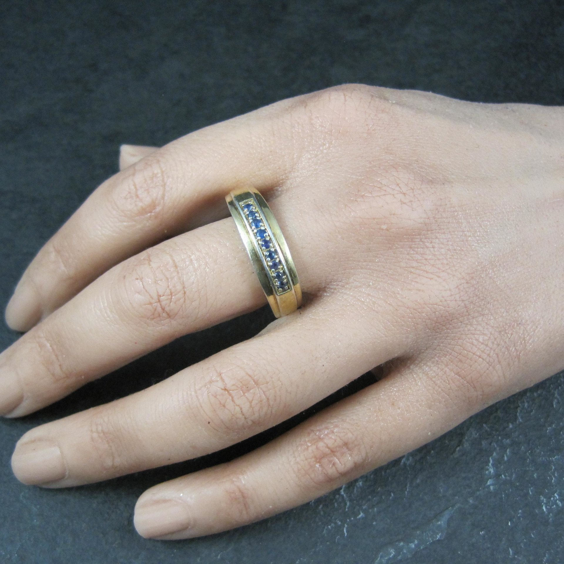 Mens Vermeil Sterling Sapphire Ring Size 13