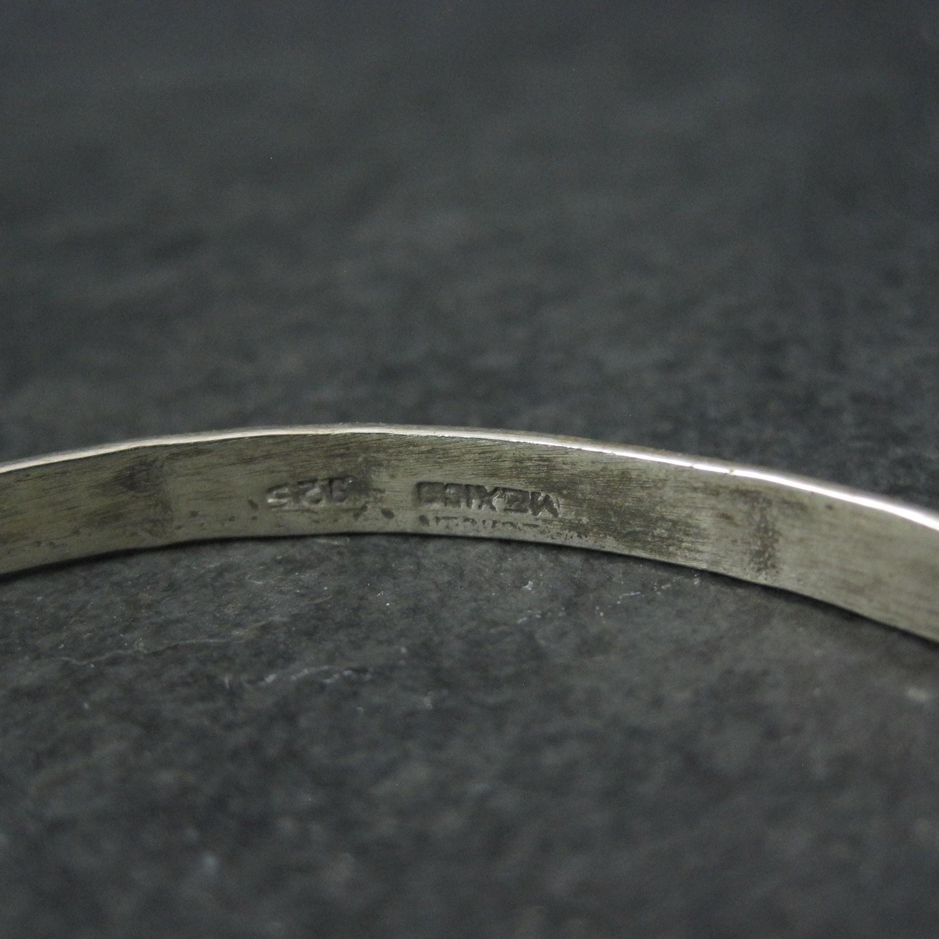 Mexican Sterling Triple Moon Bangle Bracelet 7.75"