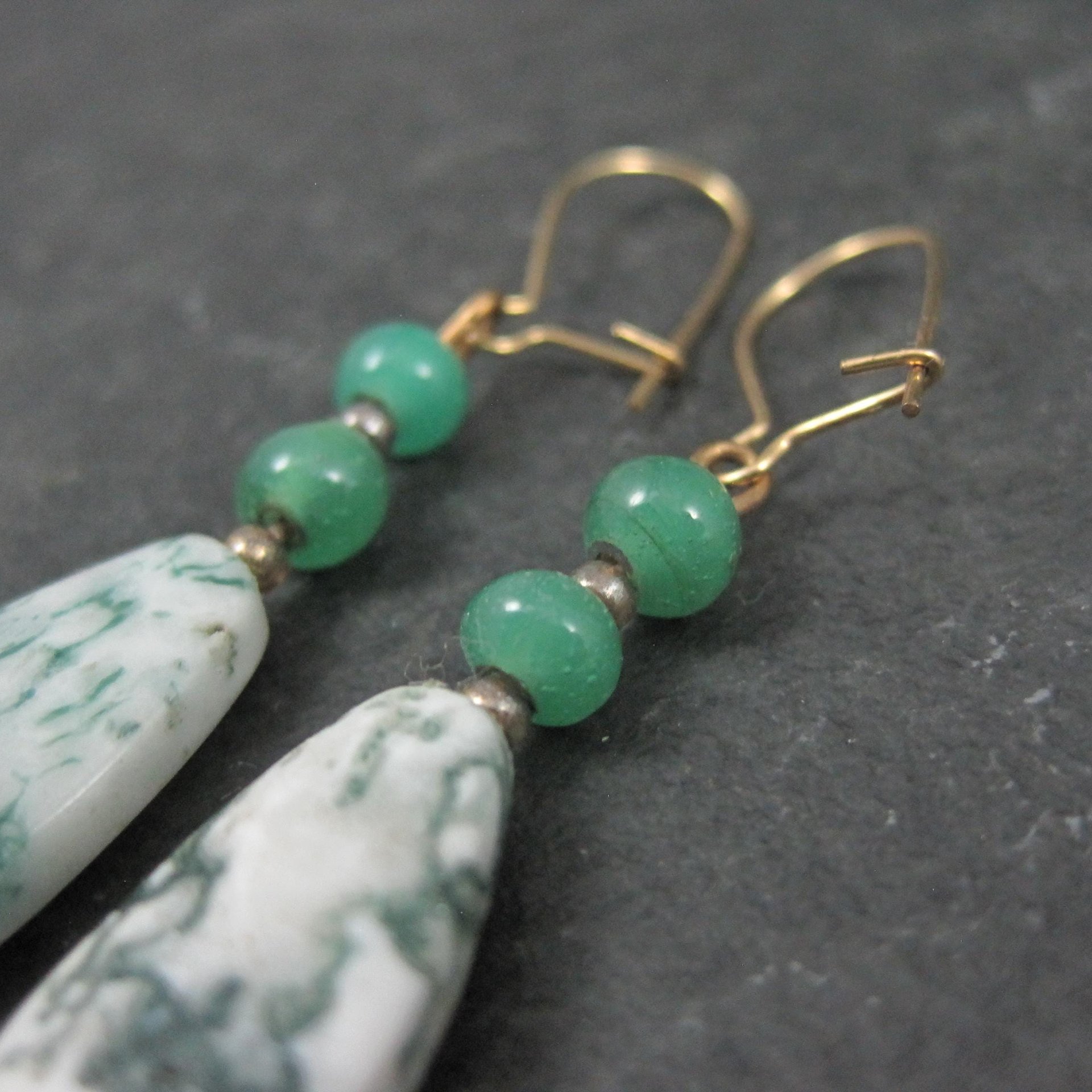 Moss Agate & Red Jasper Dangle Earrings