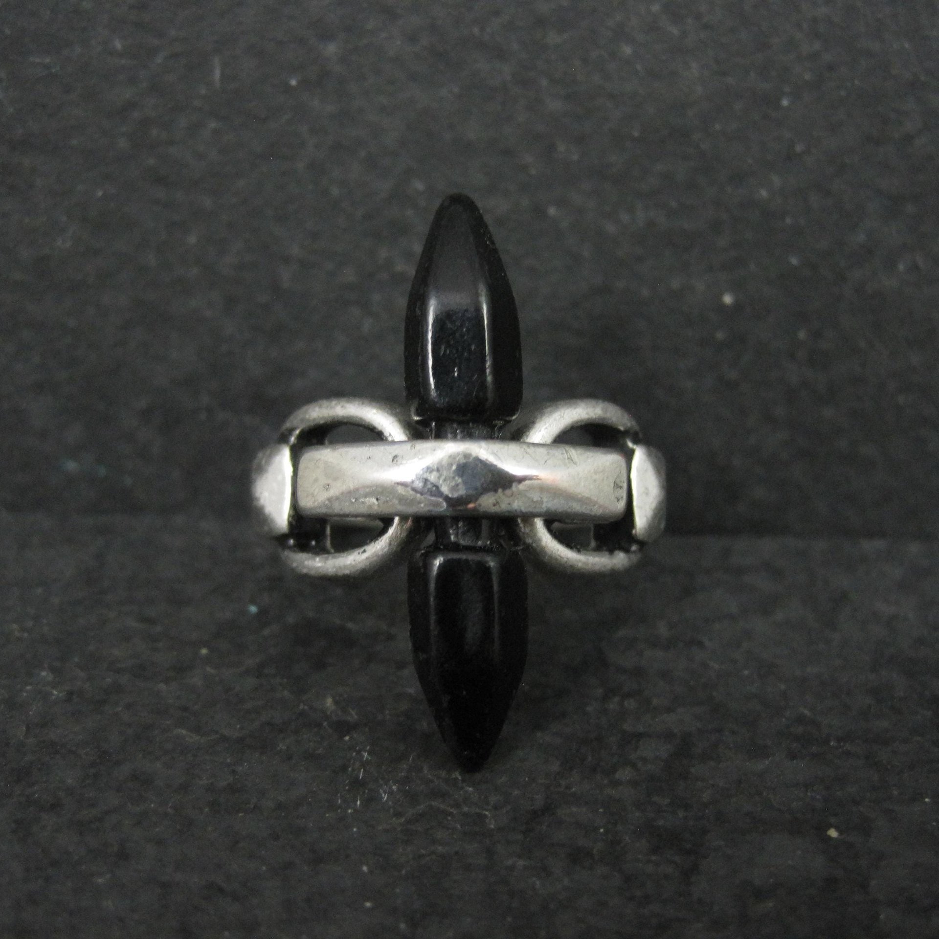 Unique Sterling Silver Black Obsidian Crystal Ring Size 7