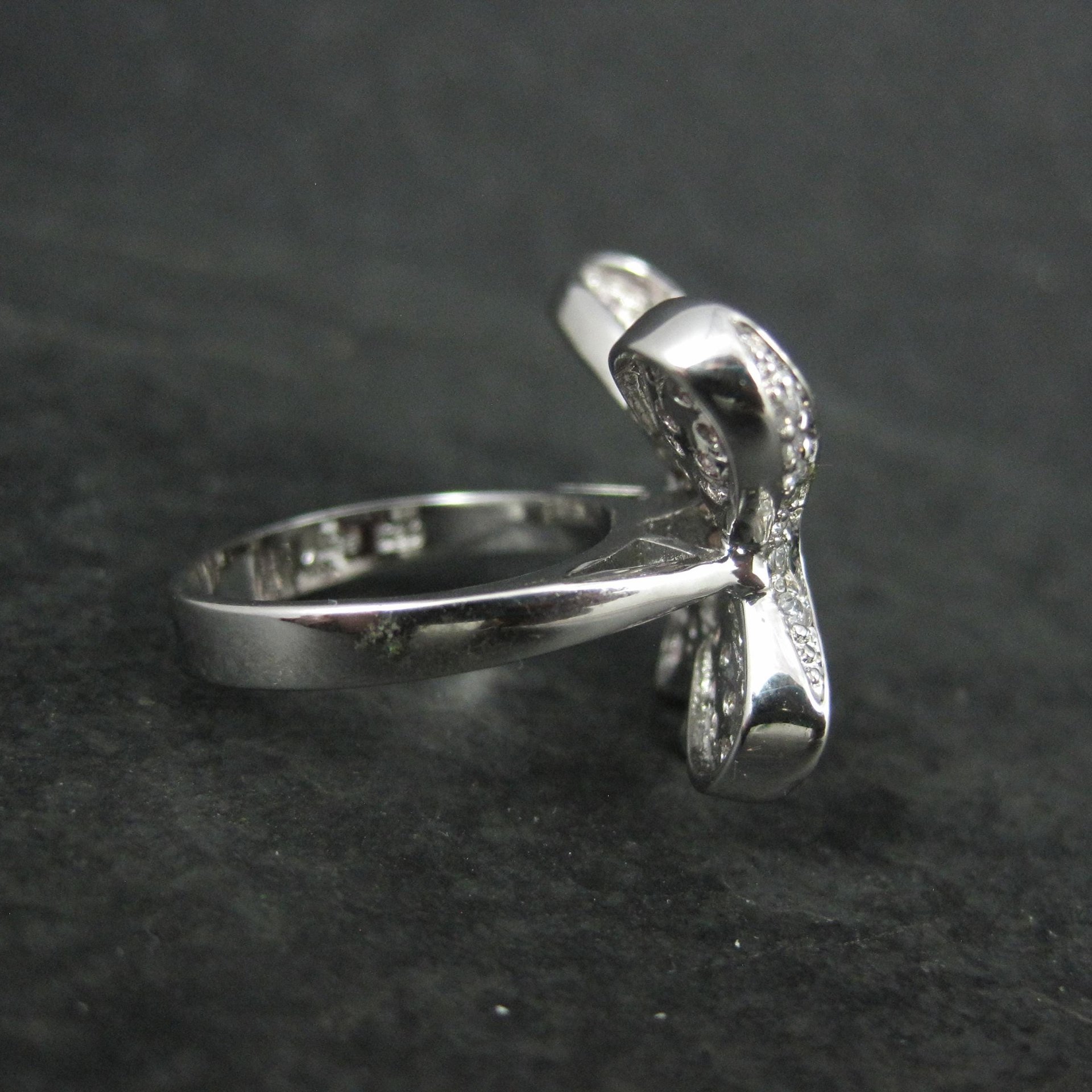 Estate Sterling Silver Pink Butterfly Ring Size 7.5