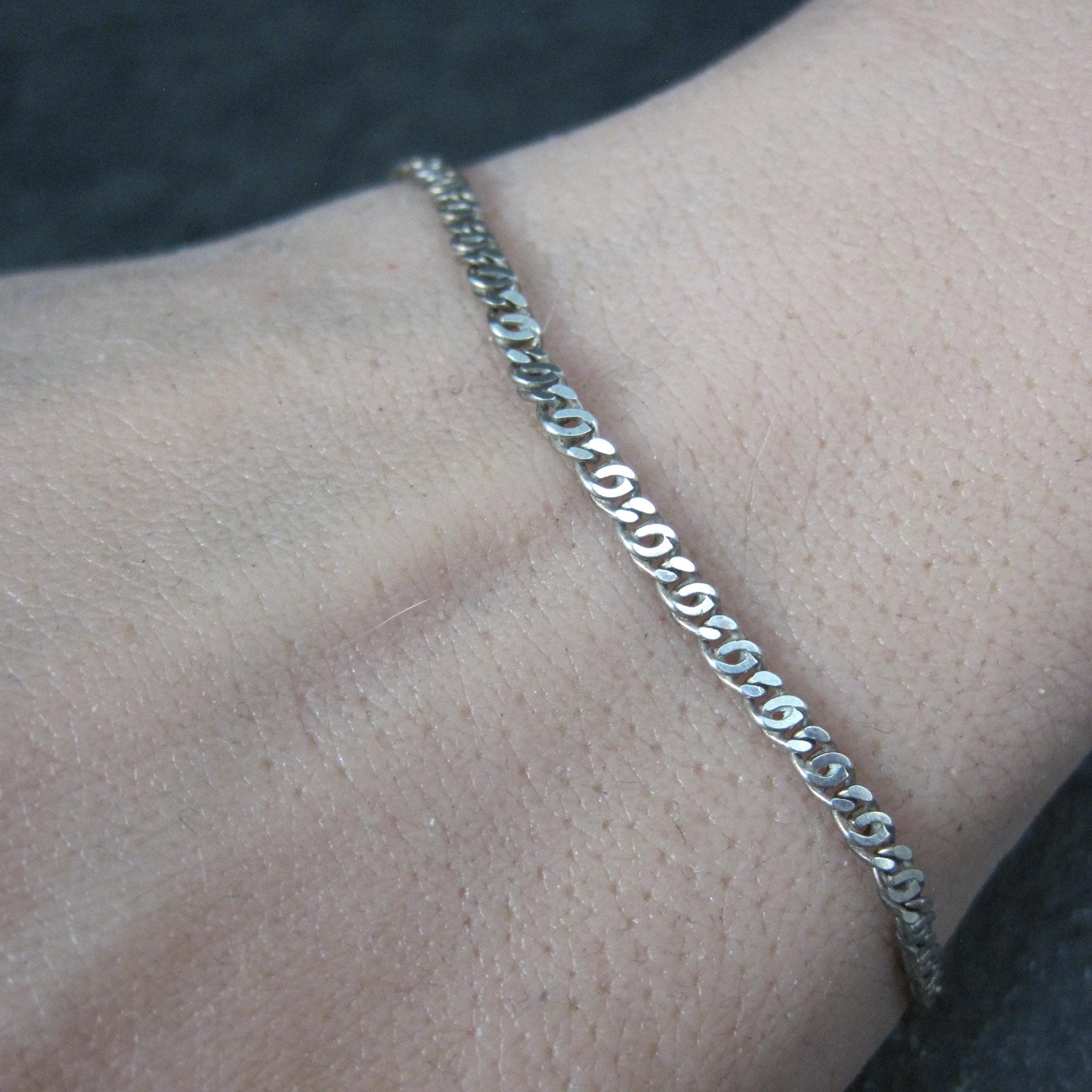 Dainty Sterling Chain Bracelet Italian Silver 7 Inches