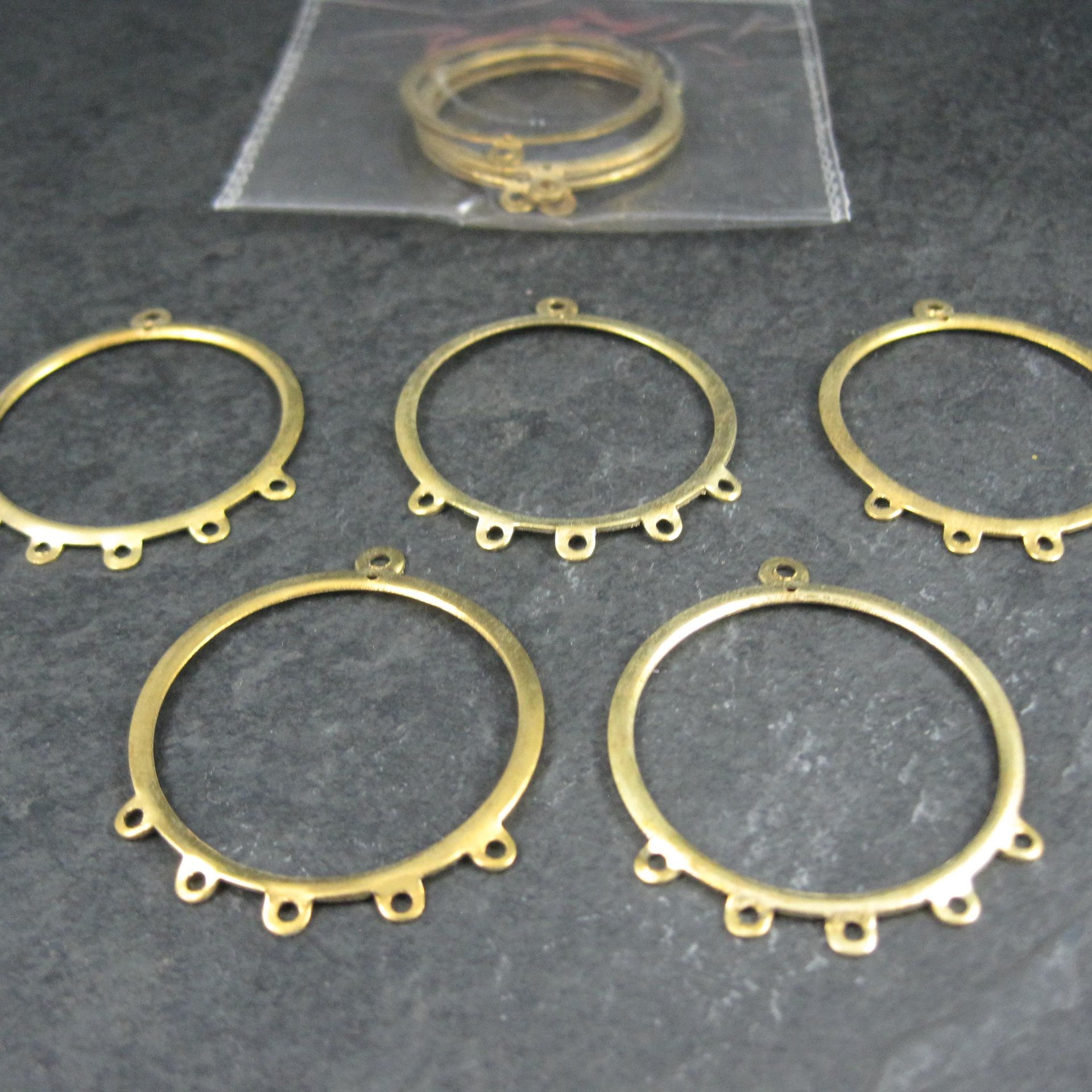 10pcs Round Brass Chandelier Base 32x38mm Jewelry Making NOS 2 Packages