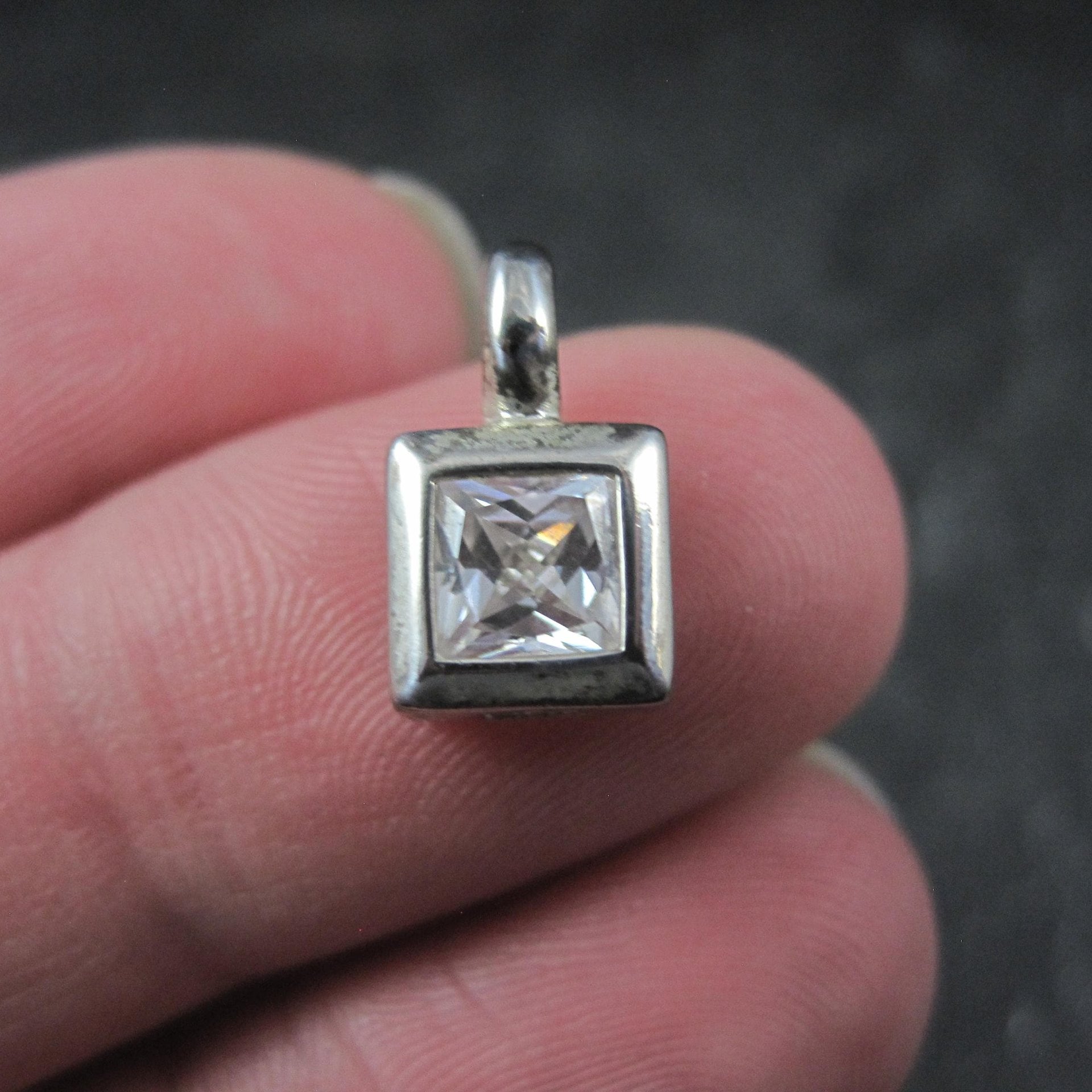 Small Sterling Cz Solitaire Pendant