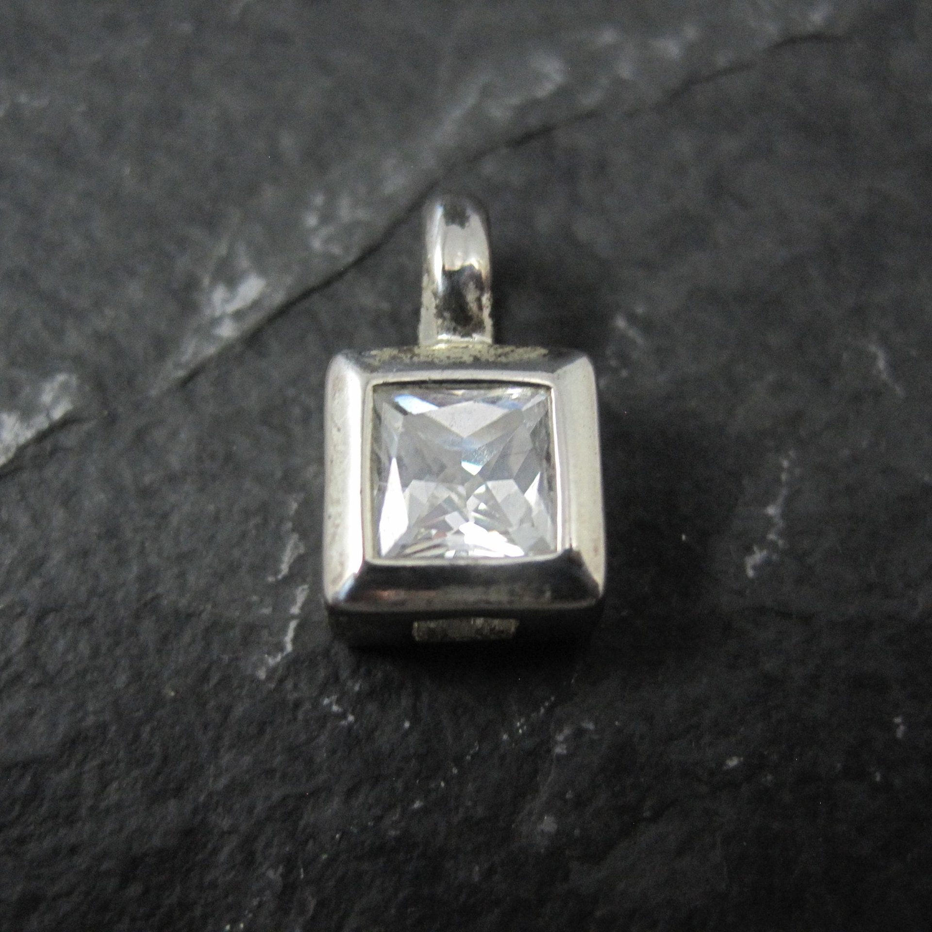 Small Sterling Cz Solitaire Pendant