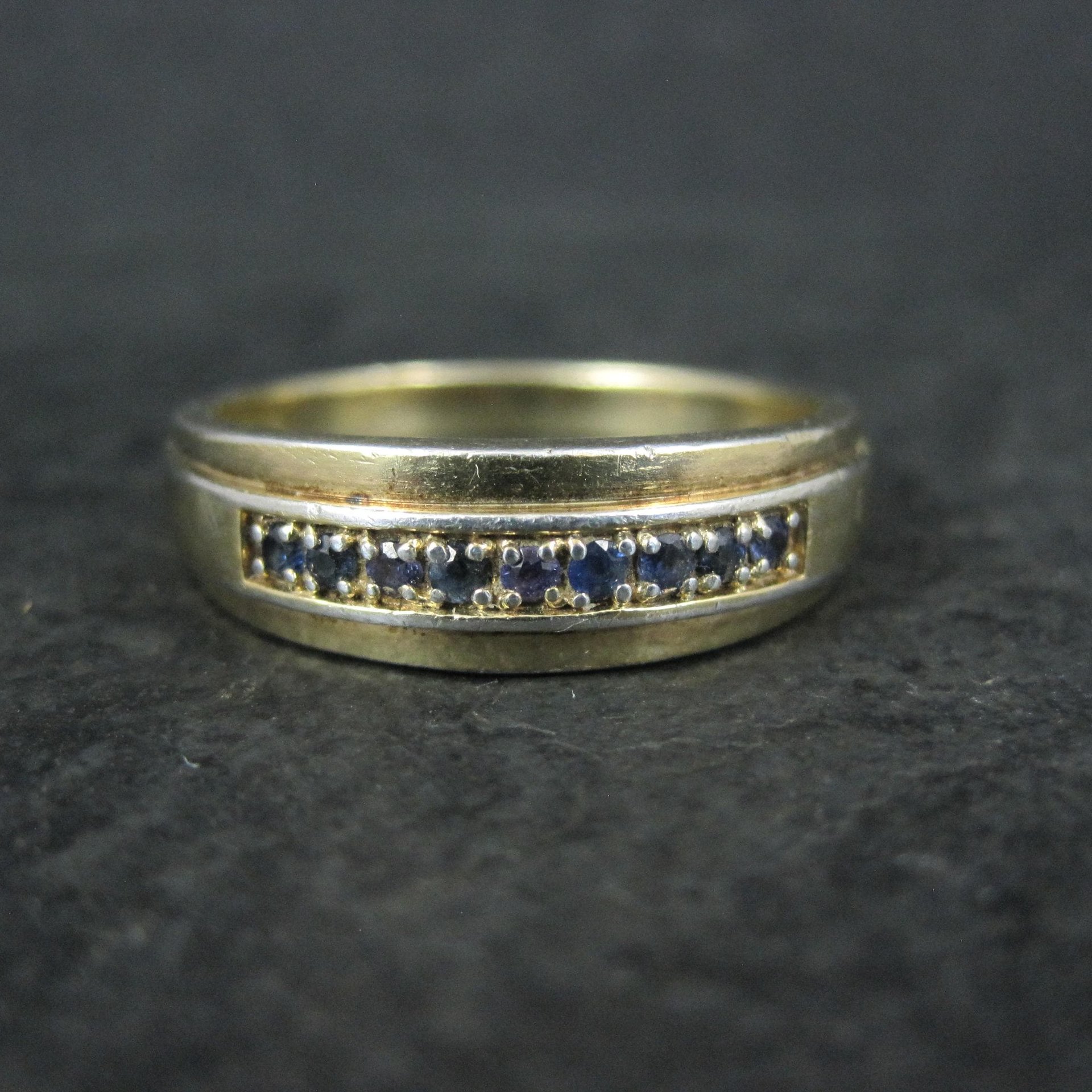 Mens Vermeil Sterling Sapphire Ring Size 13