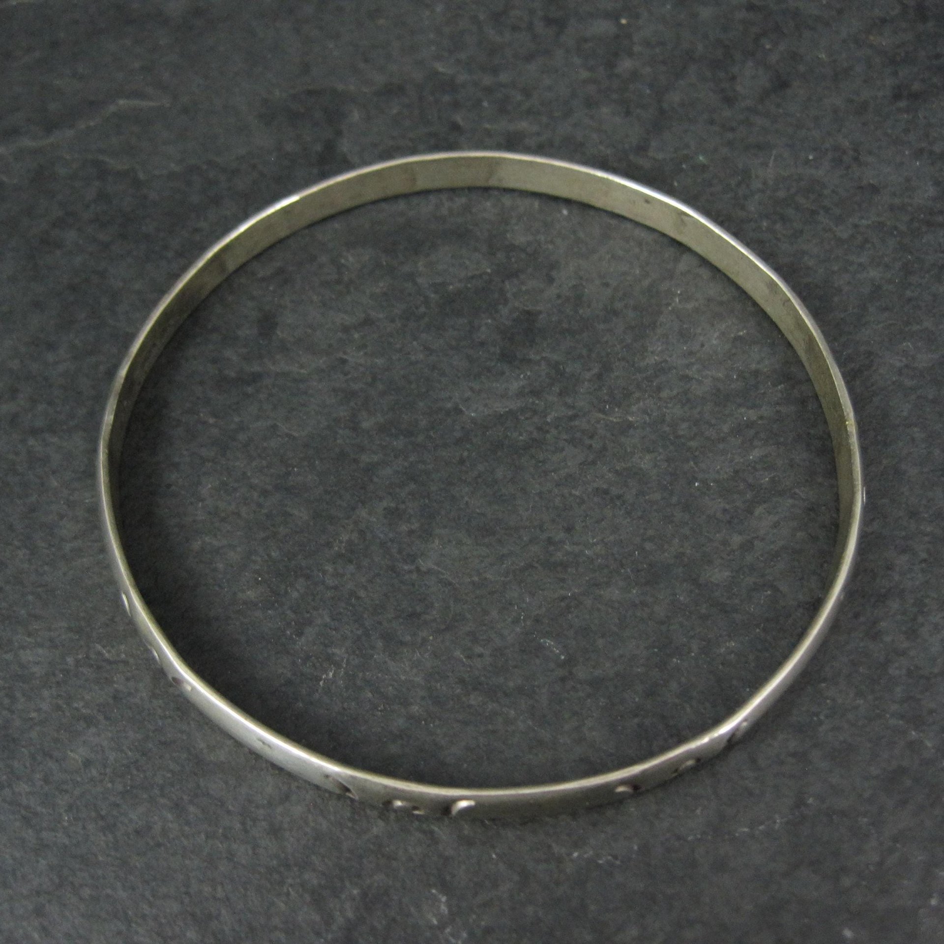 Mexican Sterling Triple Moon Bangle Bracelet 7.75"