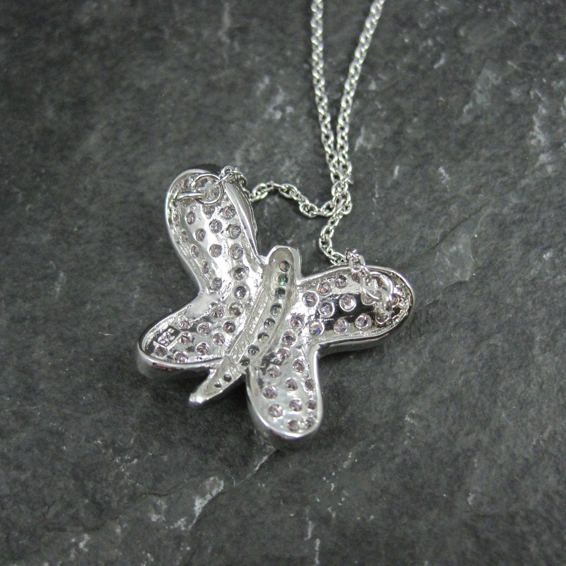 Sterling Silver Pink Butterfly Necklace