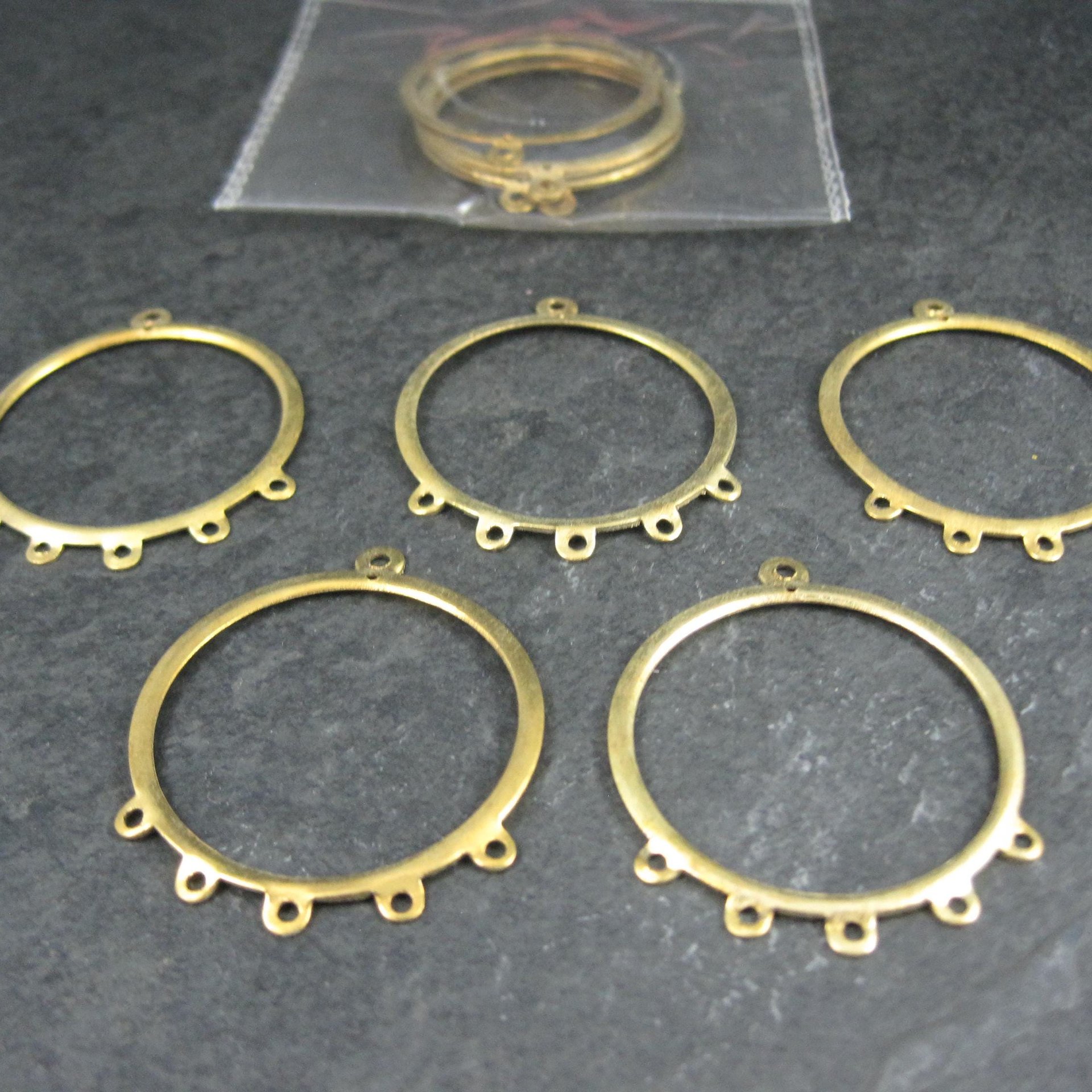 10pcs Round Brass Chandelier Base 32x38mm Jewelry Making NOS 2 Packages
