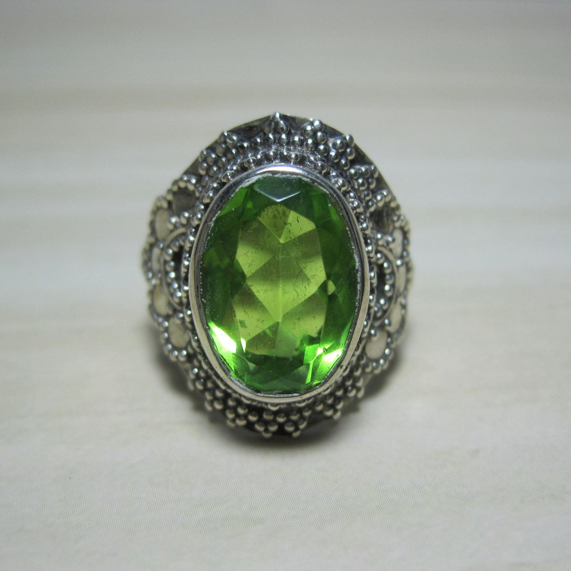Estate Sterling Silver Peridot Ring Size 6