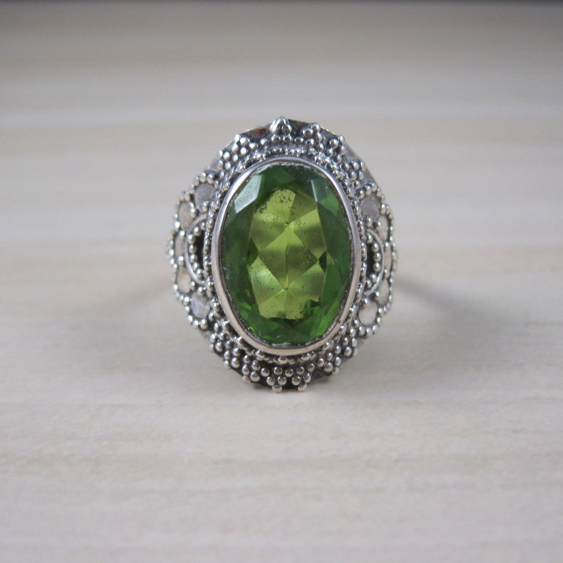 Estate Sterling Silver Peridot Ring Size 6