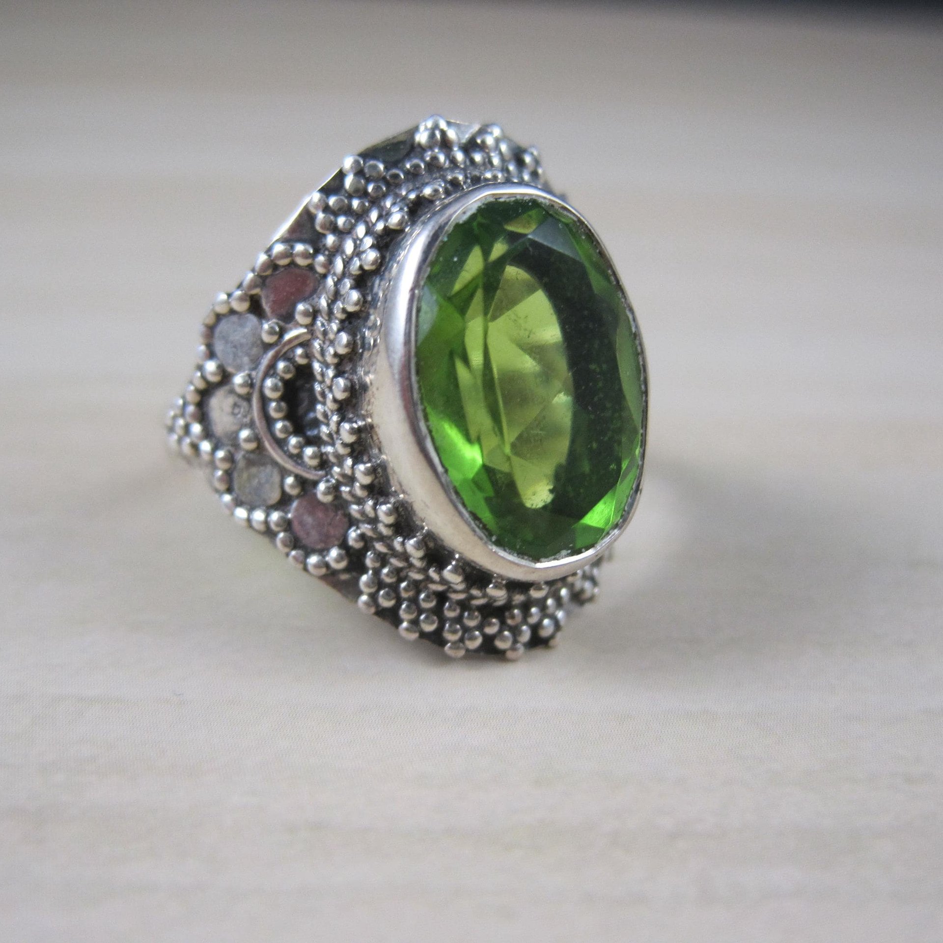 Estate Sterling Silver Peridot Ring Size 6