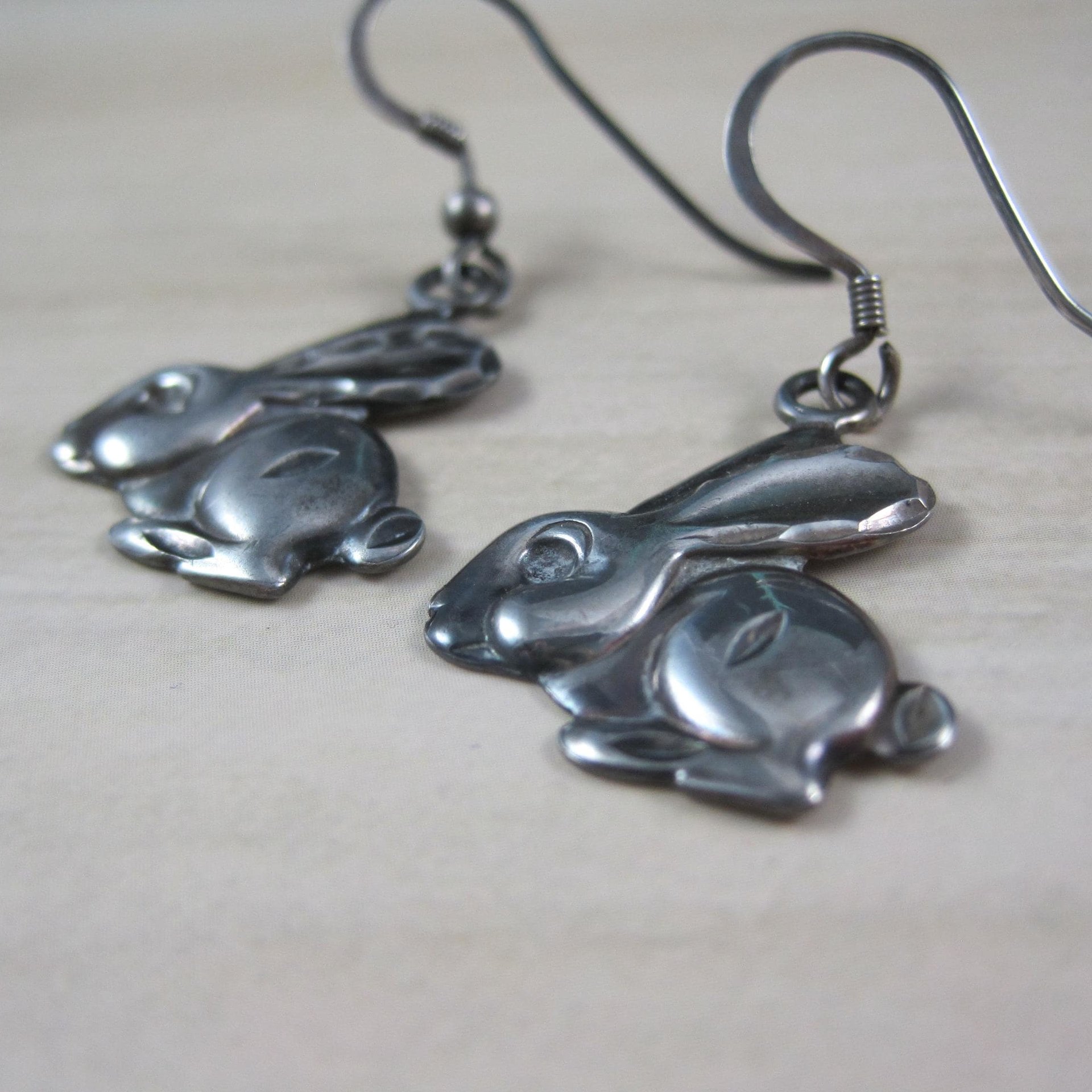 Sterling Rabbit Earrings Vintage Silver Bunny