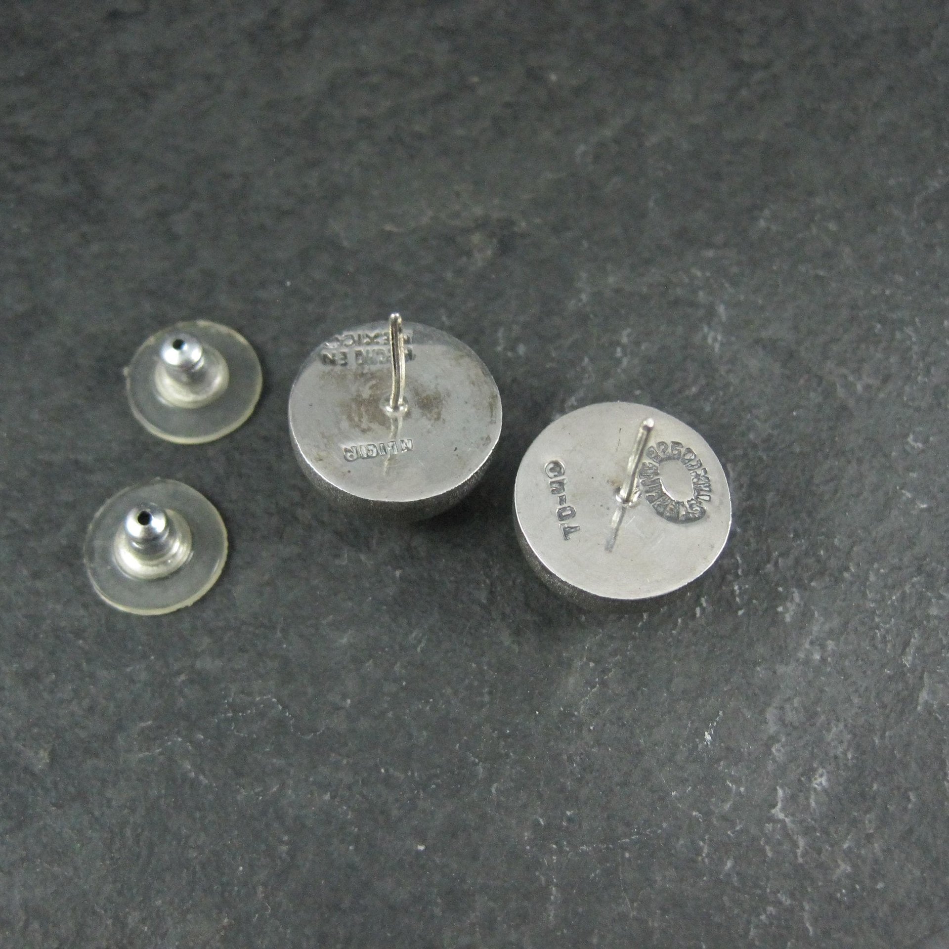 Large Sterling Silver Dome Earrings Alicia Mexican Silver