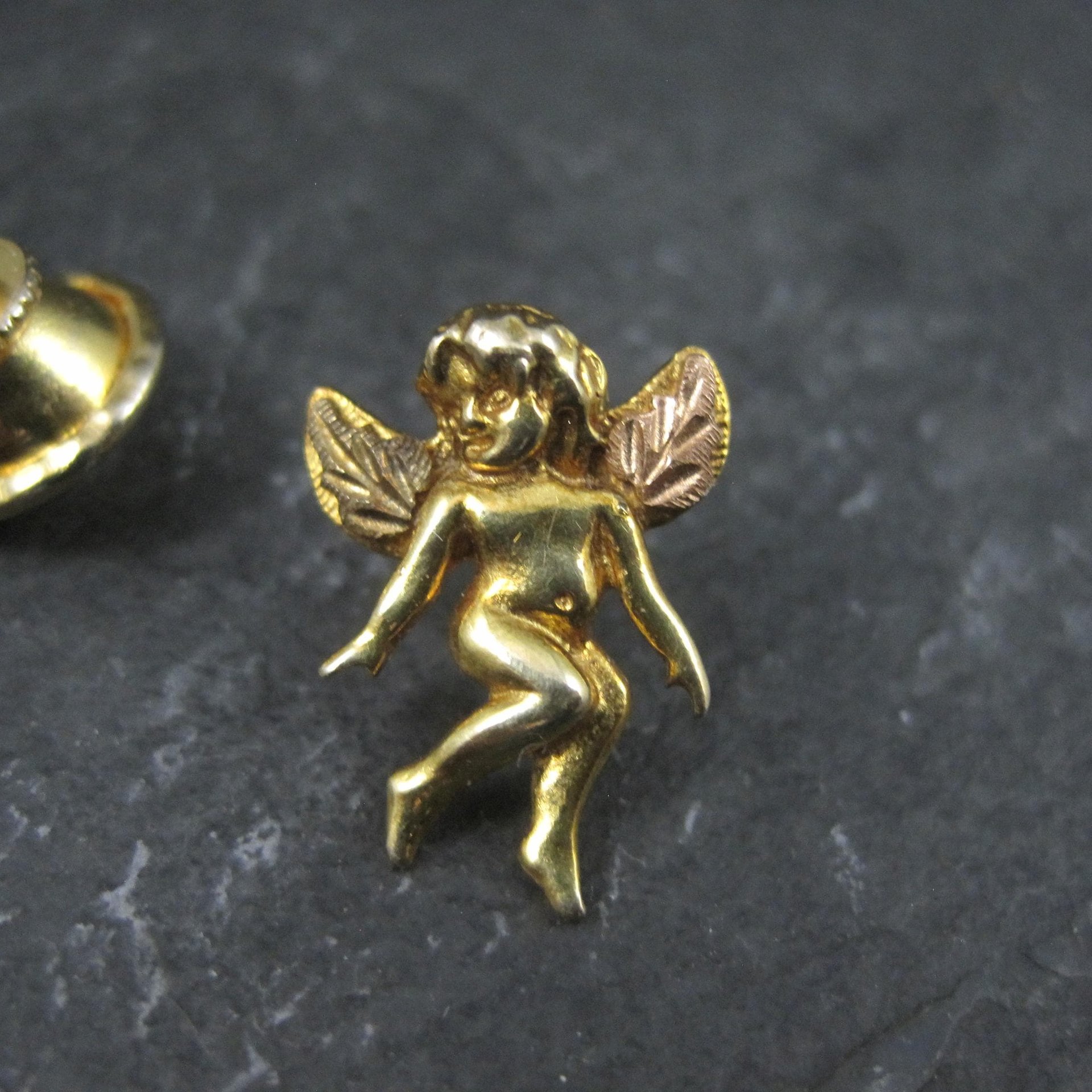 Vintage 10K Black Hills Gold Angel Pin Tie Tack