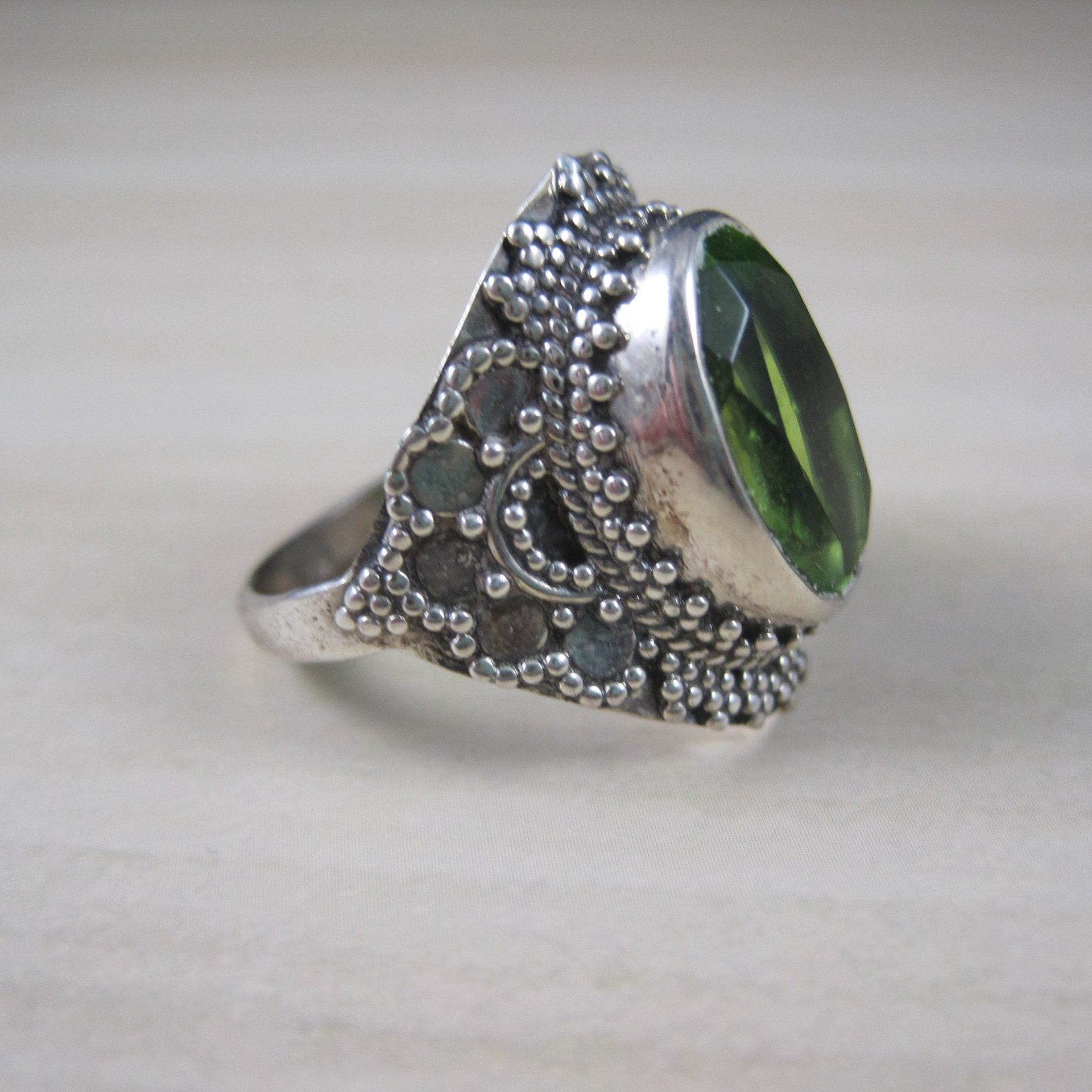 Estate Sterling Silver Peridot Ring Size 6