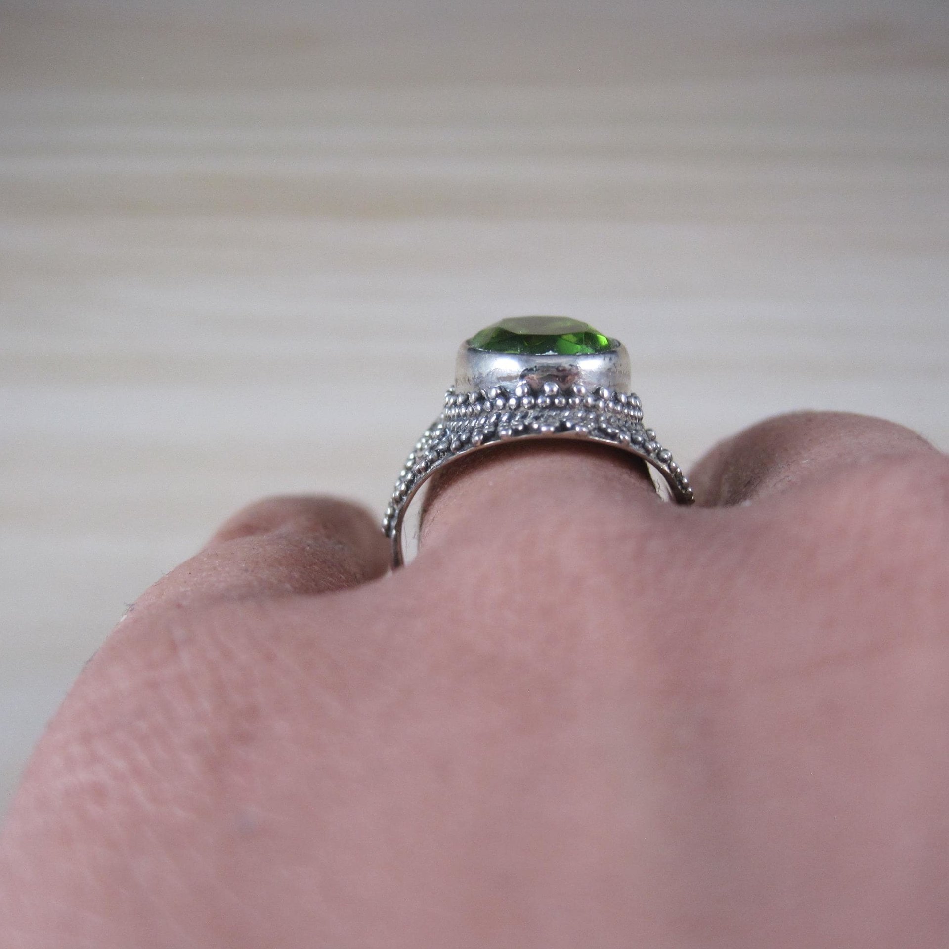 Estate Sterling Silver Peridot Ring Size 6