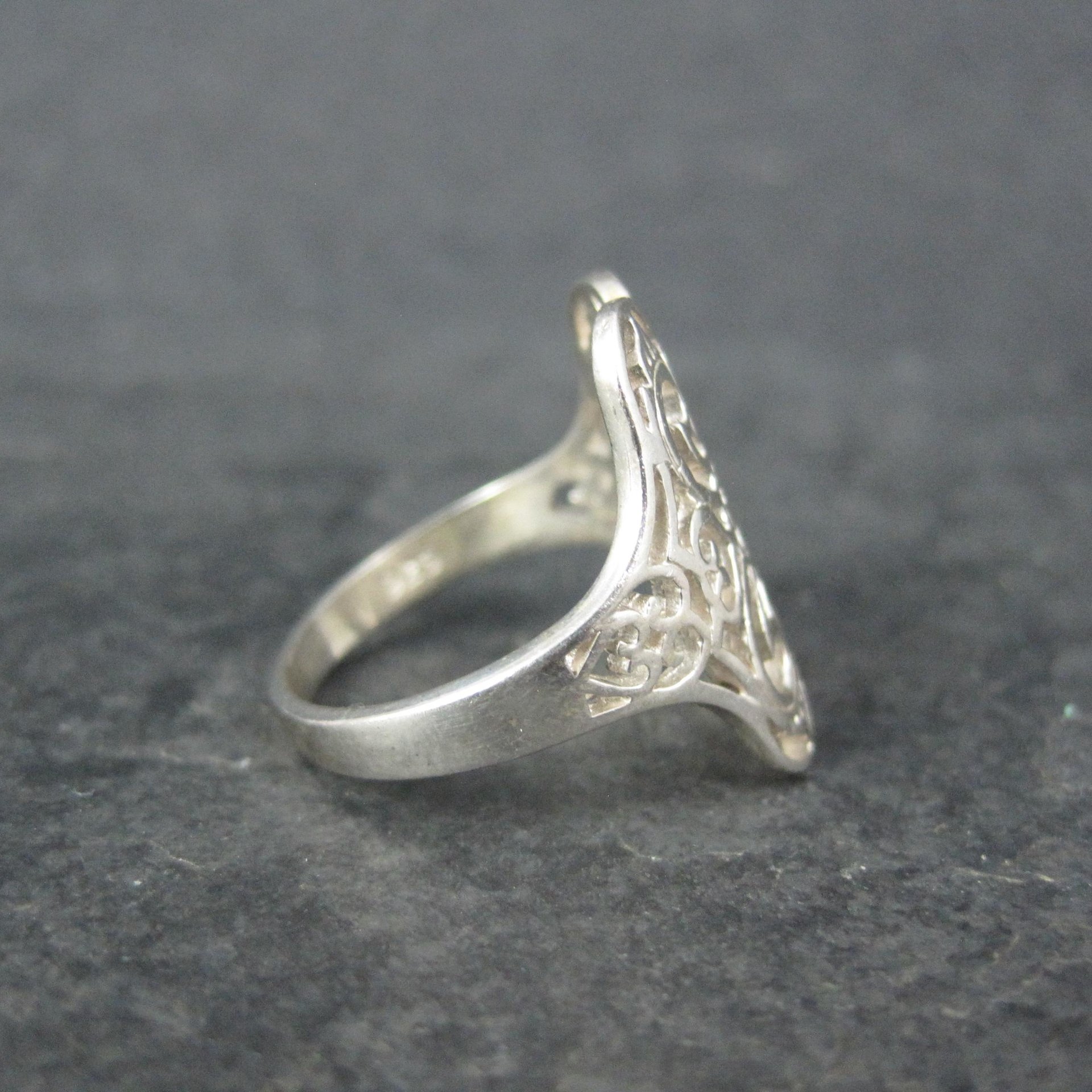Vintage Sterling Silver Filigree Ring Size 8