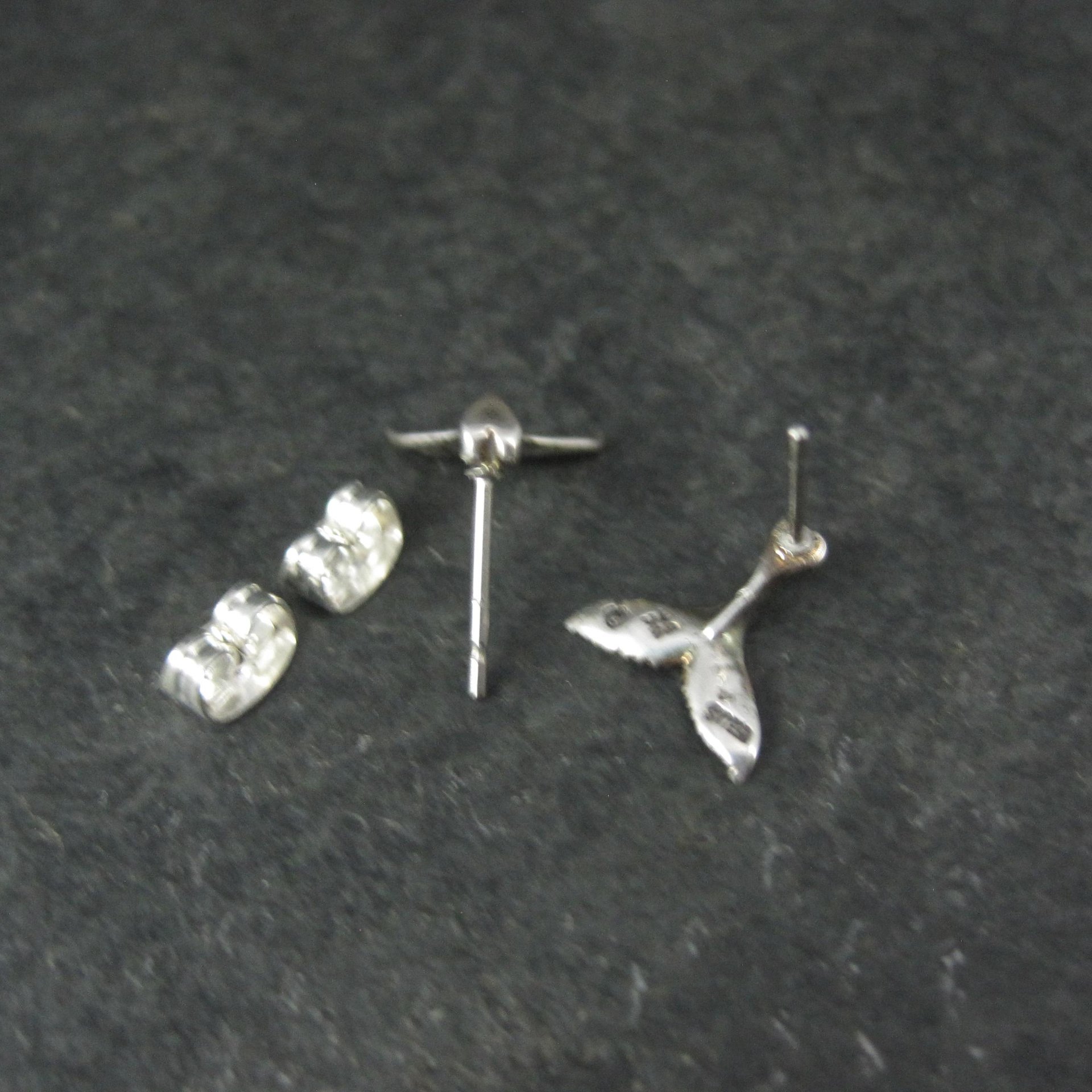 Vintage Sterling Silver Whale Tail Stud Earrings