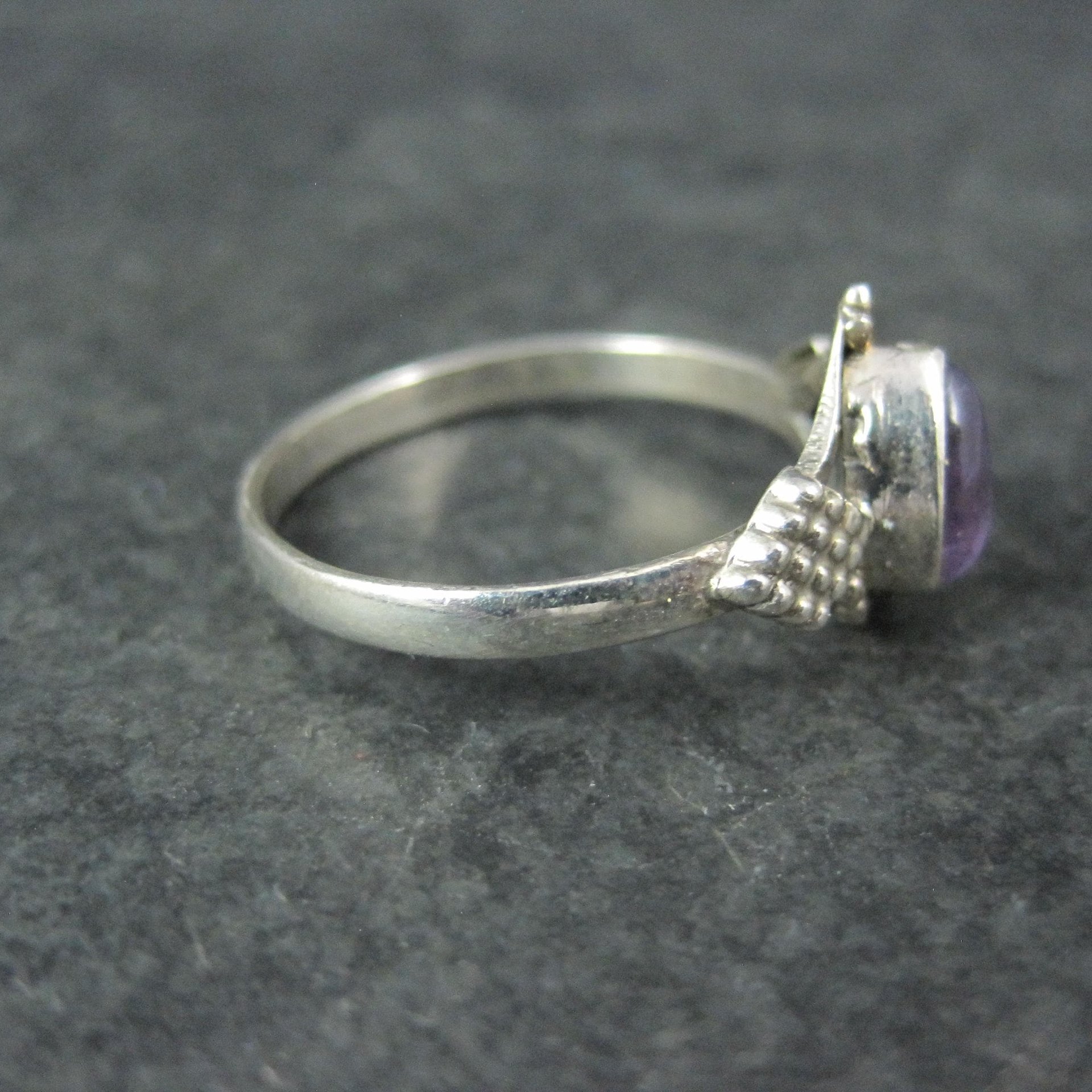 Dainty Sterling Amethyst Ring Size 10 Vintage Silver