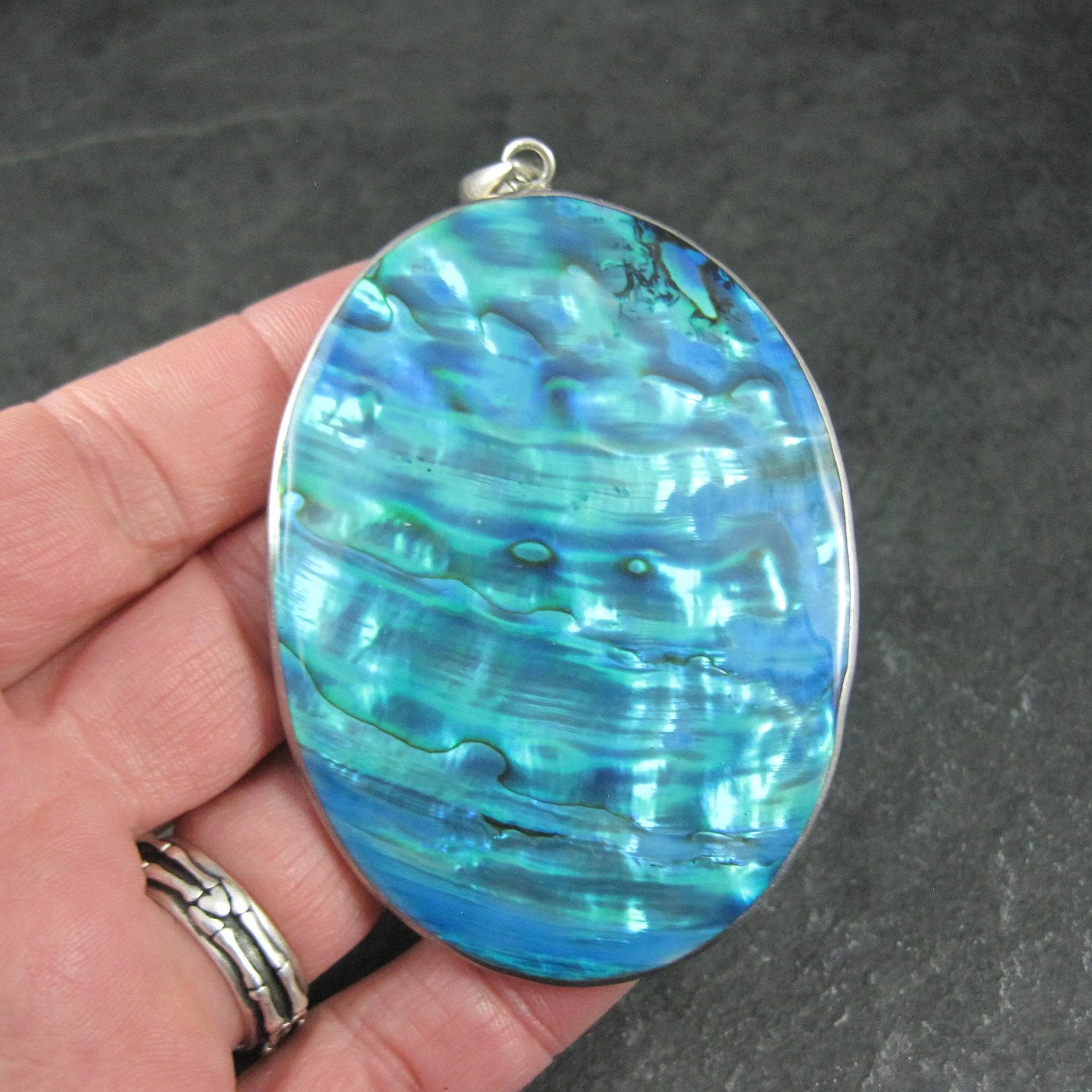 Large Sterling Silver Abalone Pendant