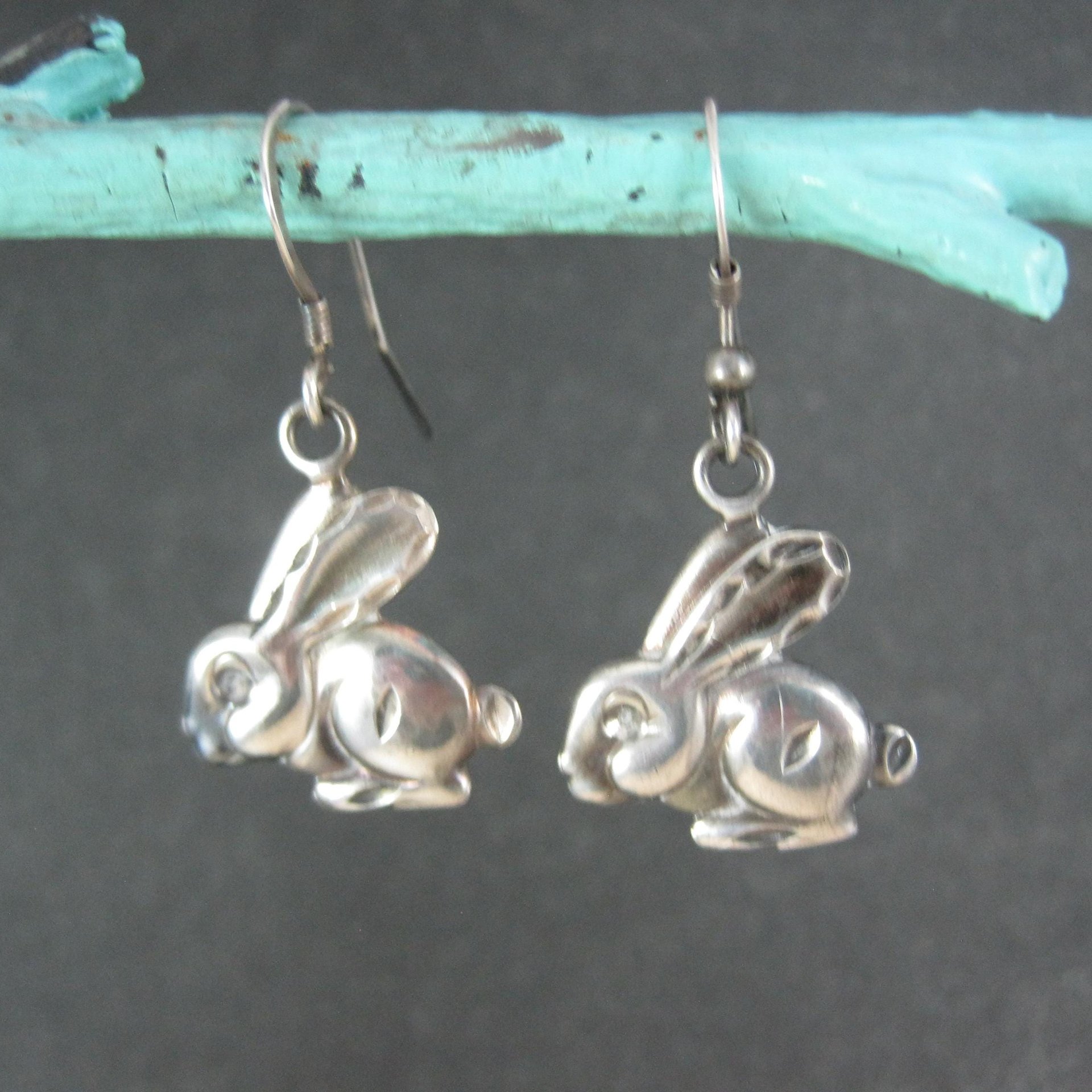 Sterling Rabbit Earrings Vintage Silver Bunny
