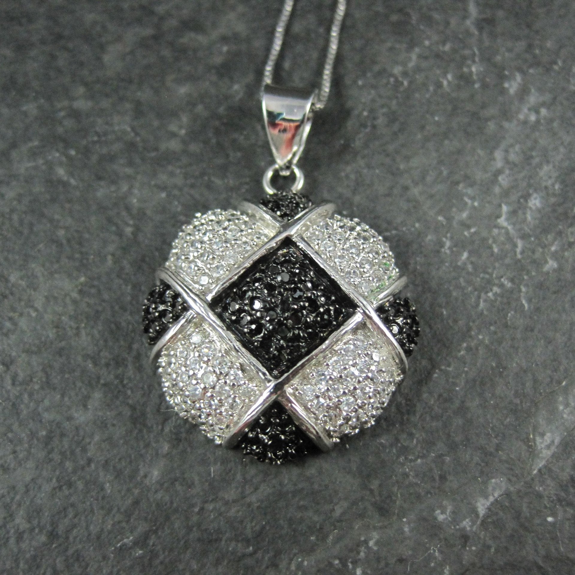 Sterling Silver Black & White Pendant Necklace